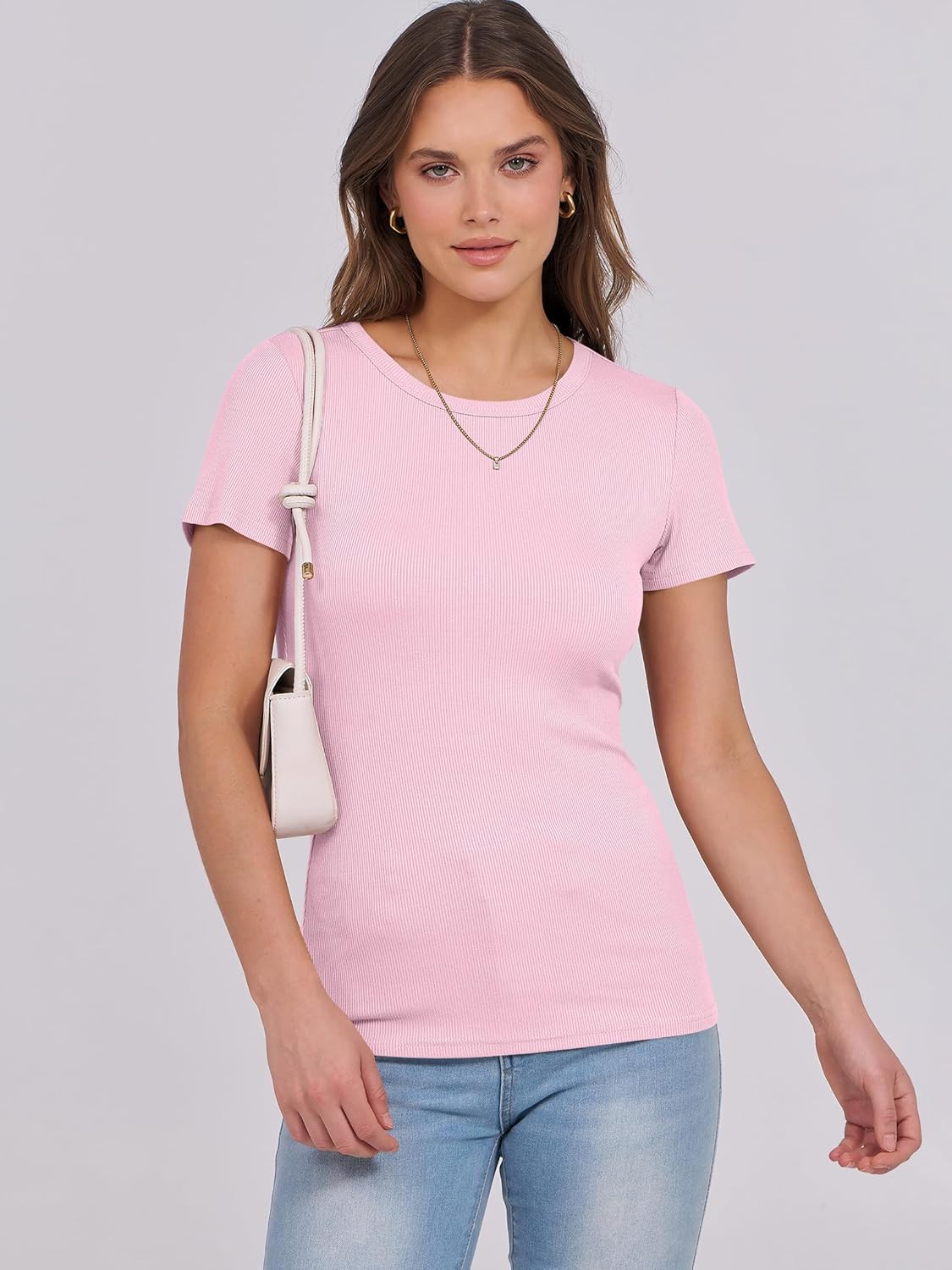 Mujeres Manga Corta Cuello Redondo Ajustado Camisas Verano Camiseta Básica Camiseta Prendas para el torso - Imagen 92 de 186