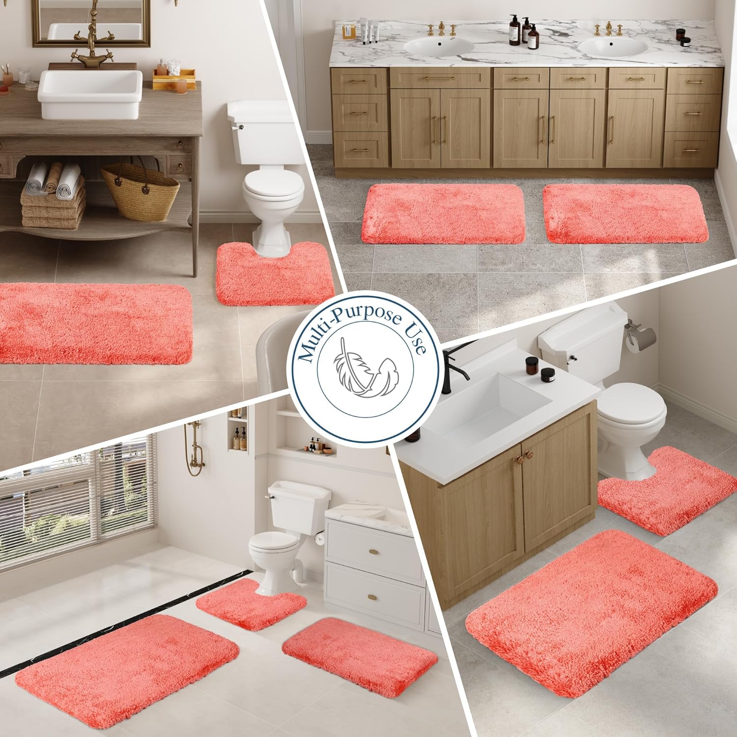 Badvorleger, rutschfeste Badematte wasserabsorbierend weich Shaggy Matte Vorleger für Dusche - Bild 95 von 290