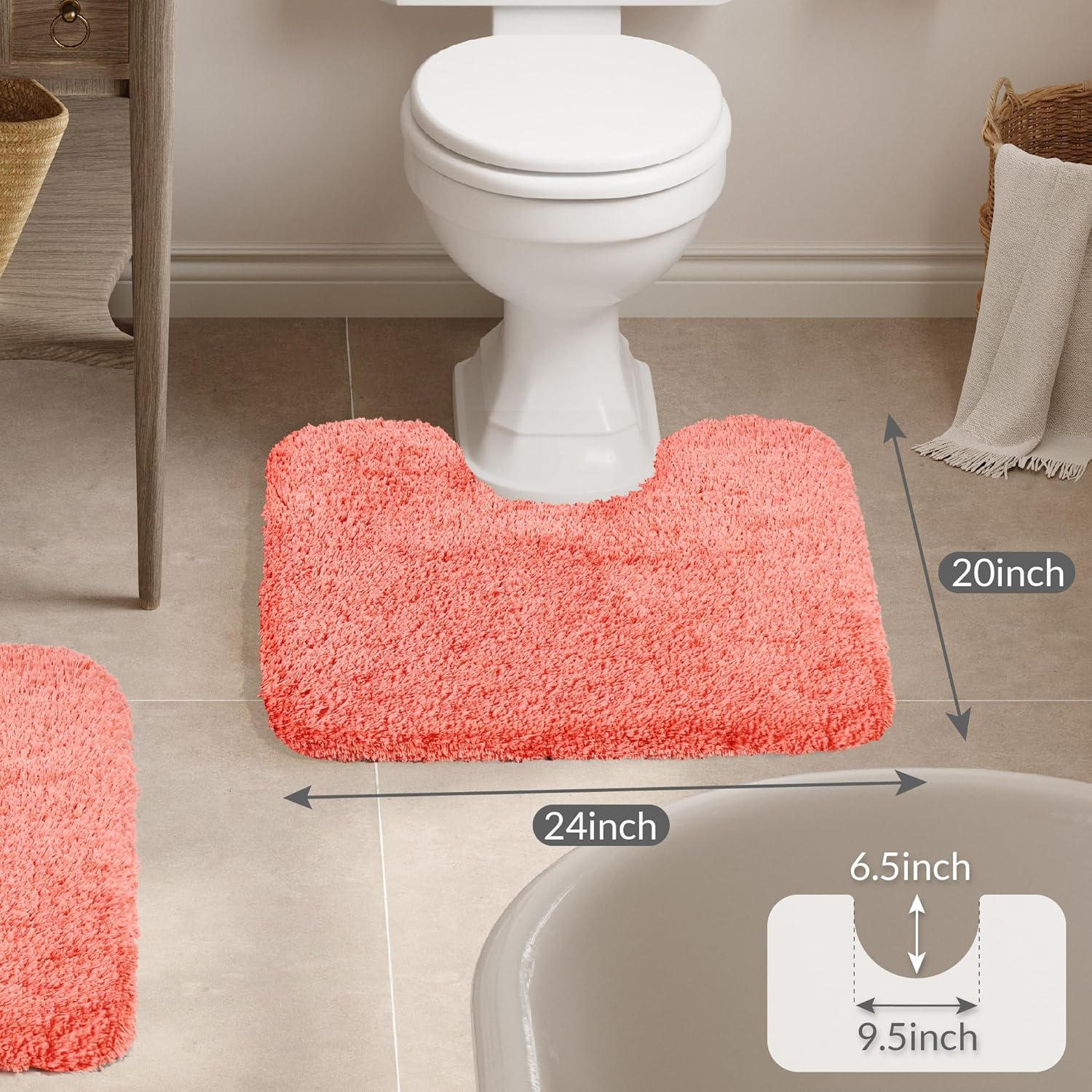 Badvorleger, rutschfeste Badematte wasserabsorbierend weich Shaggy Matte Vorleger für Dusche - Bild 99 von 290