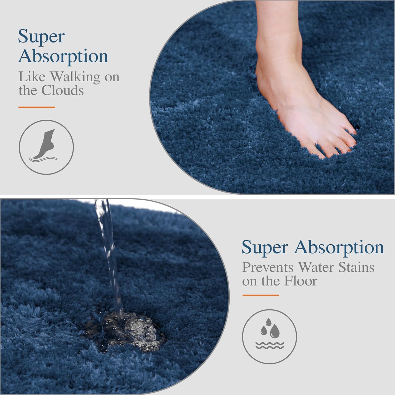 Badvorleger, rutschfeste Badematte wasserabsorbierend weich Shaggy Matte Vorleger für Dusche - Bild 103 von 290