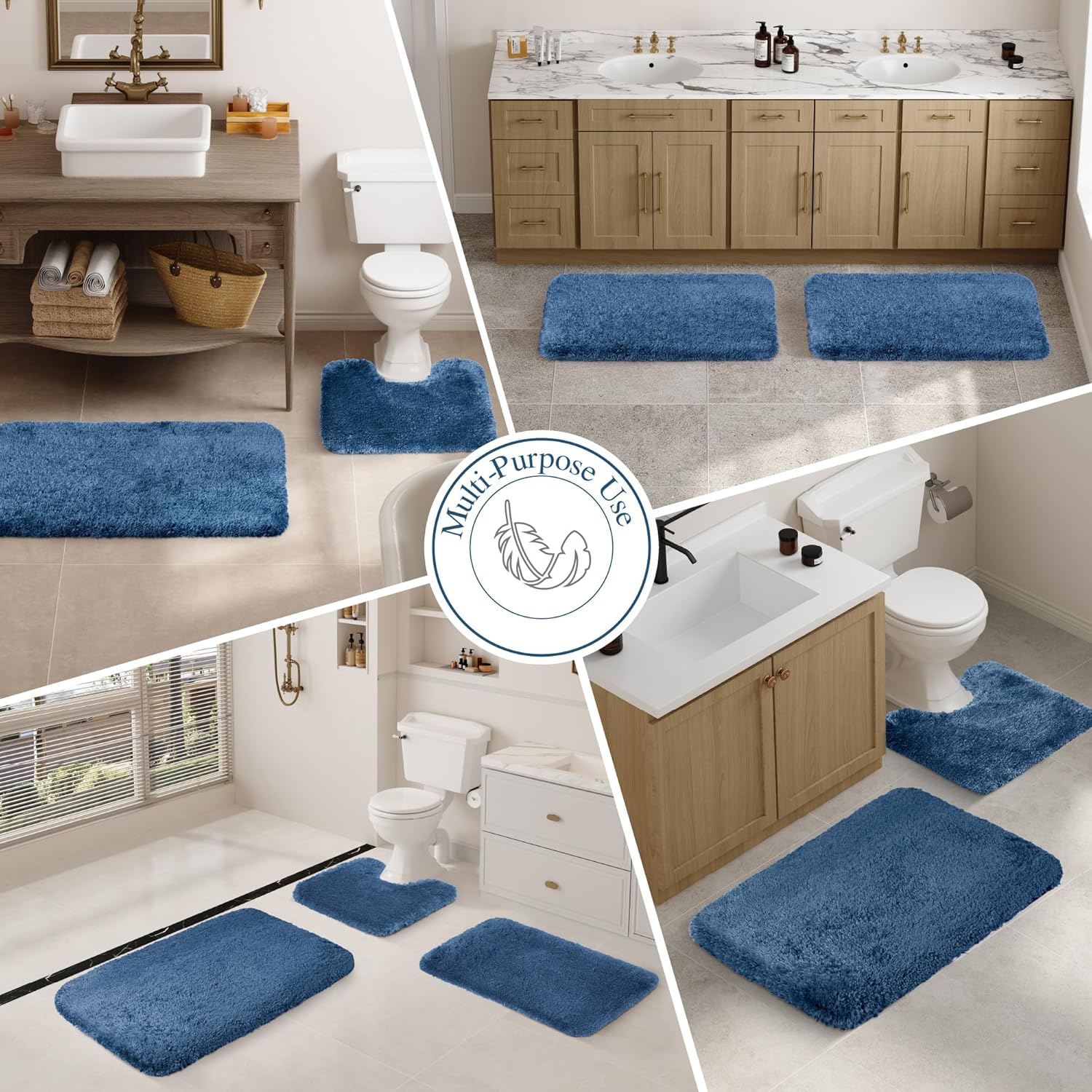 Badvorleger, rutschfeste Badematte wasserabsorbierend weich Shaggy Matte Vorleger für Dusche - Bild 106 von 290