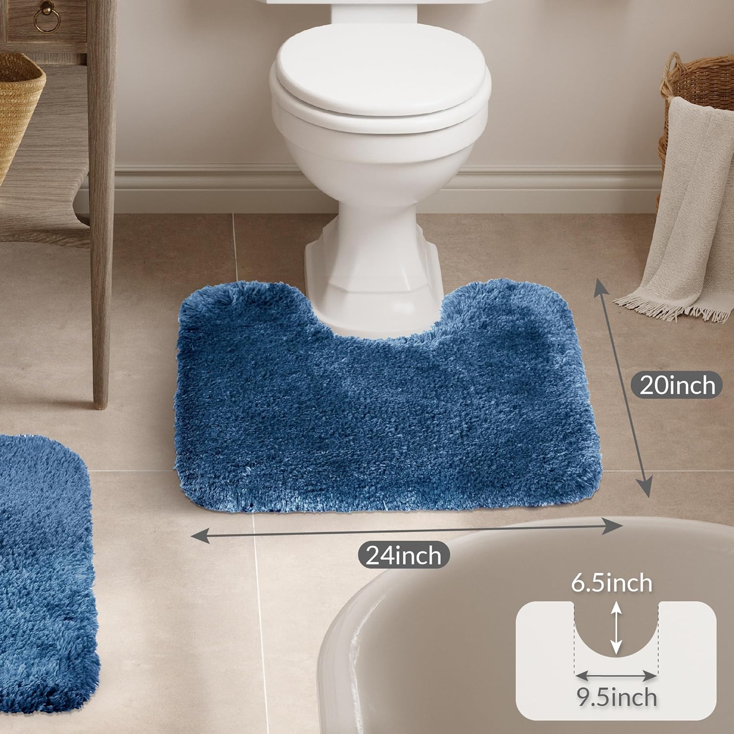 Badvorleger, rutschfeste Badematte wasserabsorbierend weich Shaggy Matte Vorleger für Dusche - Bild 110 von 290