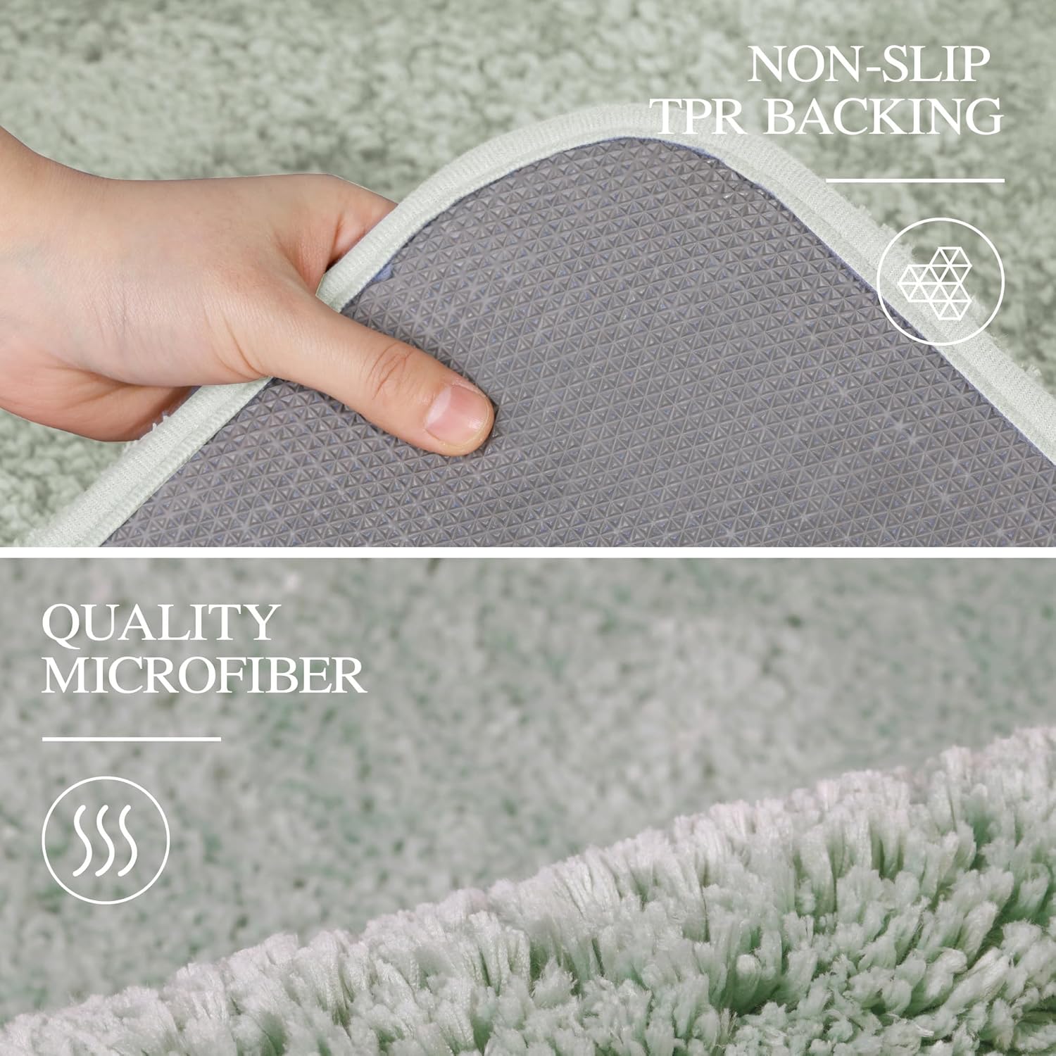 Badvorleger, rutschfeste Badematte wasserabsorbierend weich Shaggy Matte Vorleger für Dusche - Bild 116 von 290