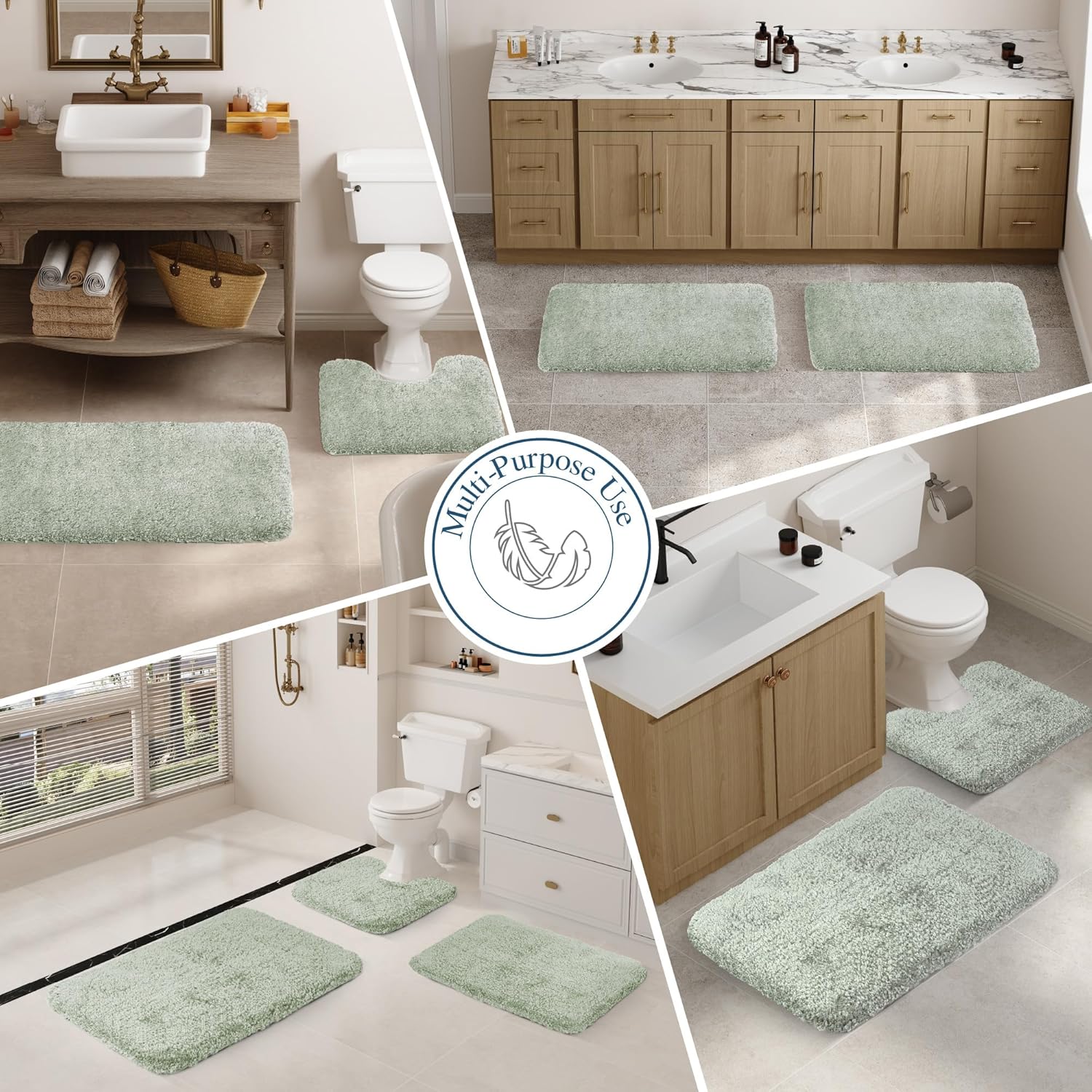 Badvorleger, rutschfeste Badematte wasserabsorbierend weich Shaggy Matte Vorleger für Dusche - Bild 117 von 290