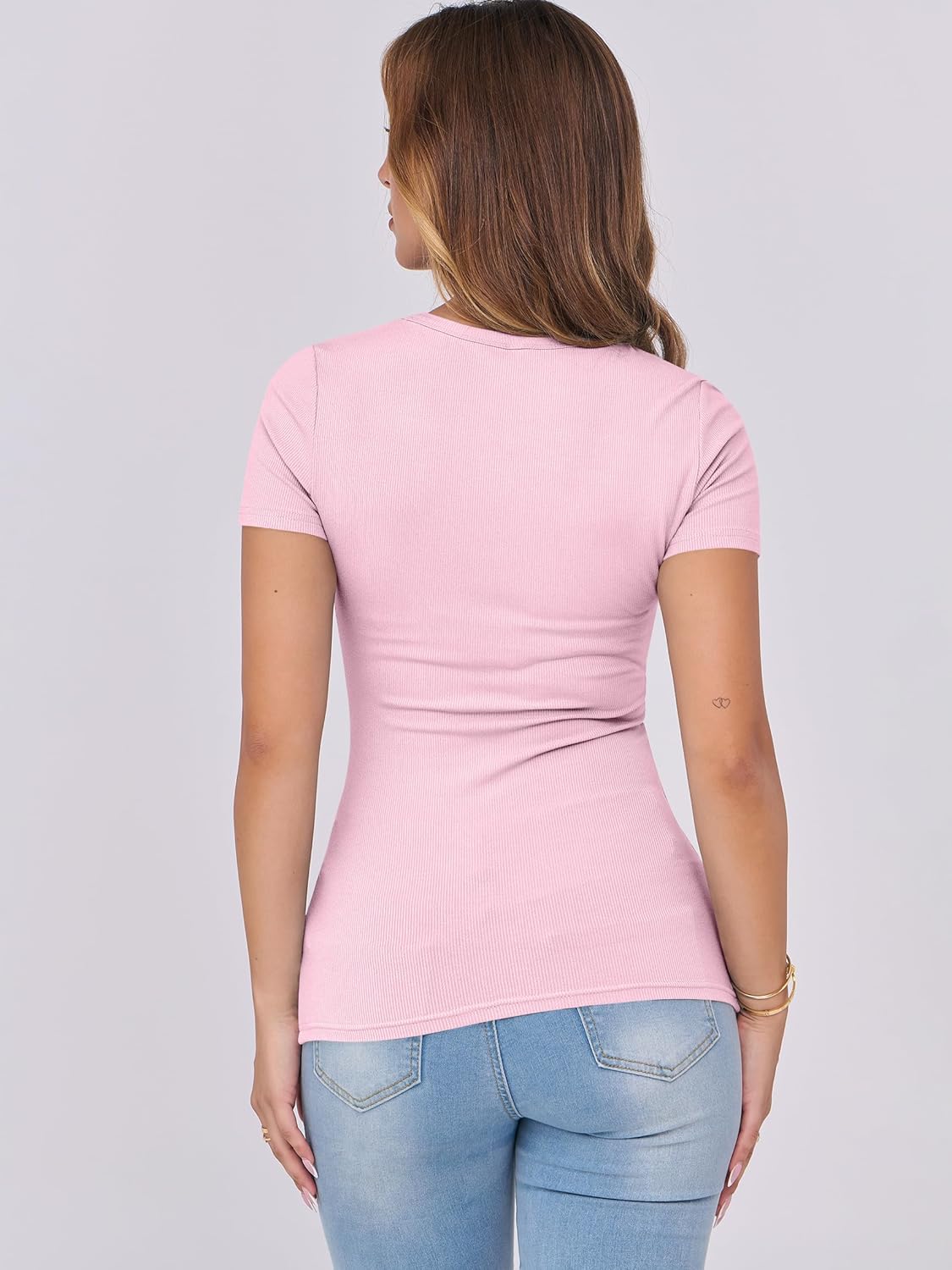 Mujeres Manga Corta Cuello Redondo Ajustado Camisas Verano Camiseta Básica Camiseta Prendas para el torso - Imagen 94 de 186