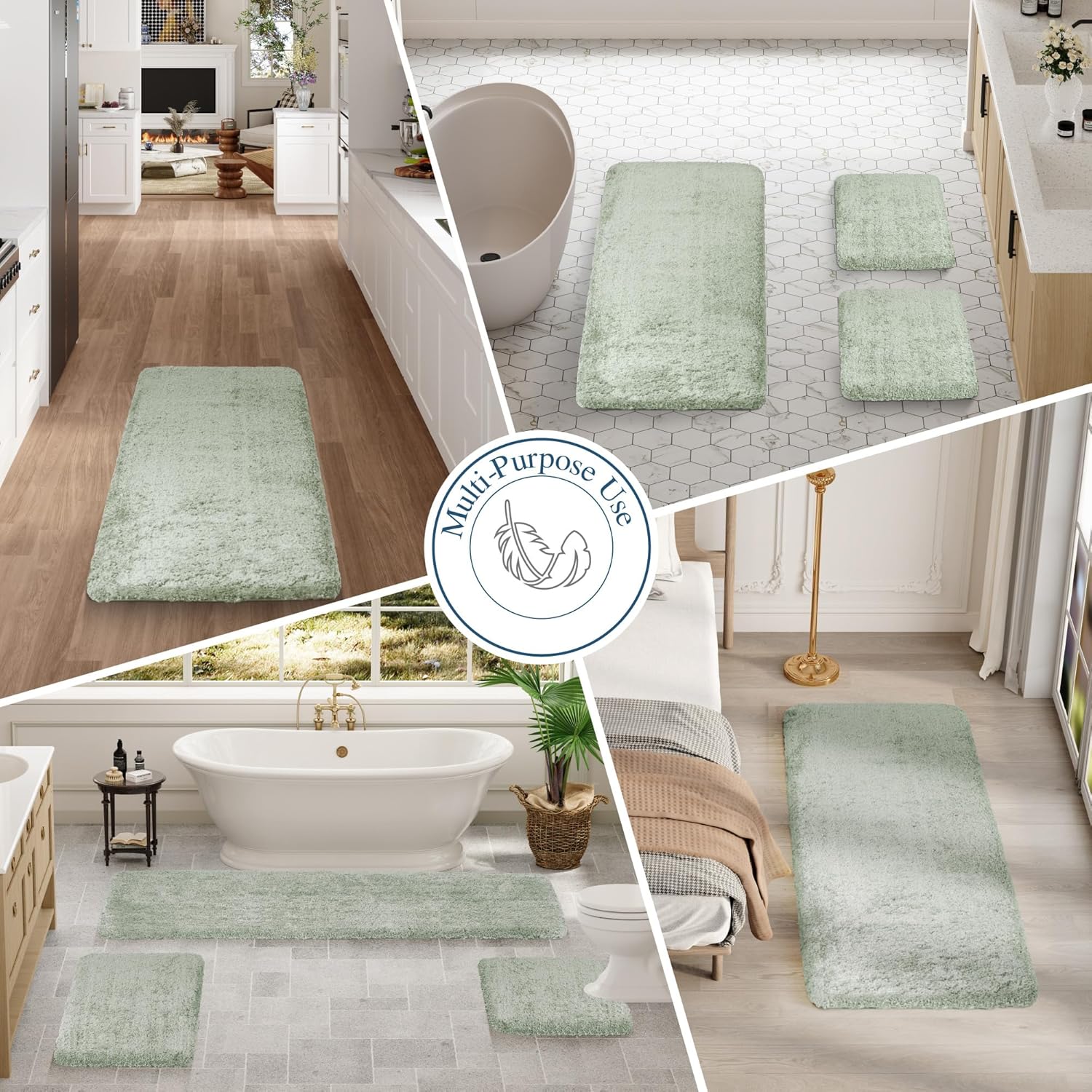 Badvorleger, rutschfeste Badematte wasserabsorbierend weich Shaggy Matte Vorleger für Dusche - Bild 119 von 290