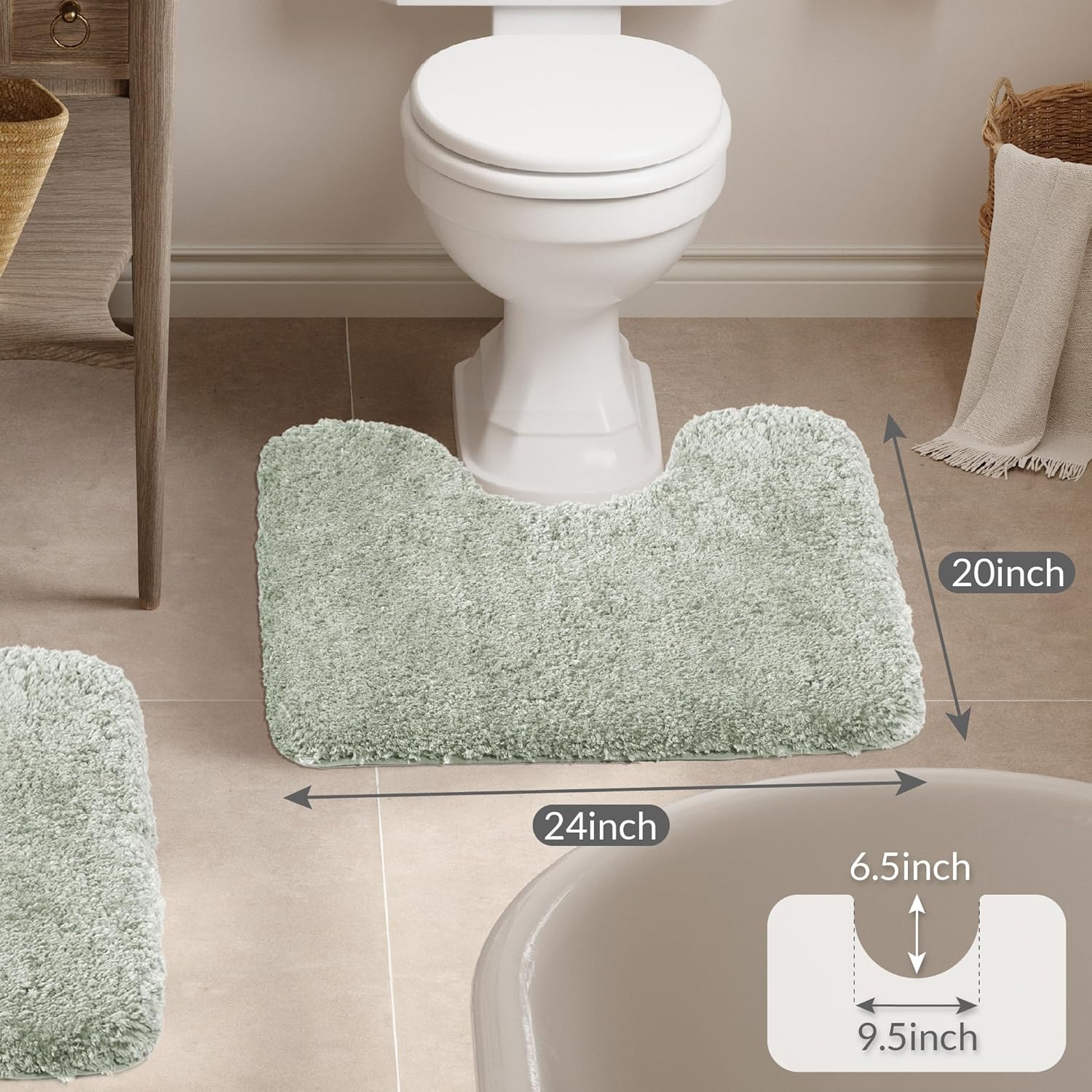 Badvorleger, rutschfeste Badematte wasserabsorbierend weich Shaggy Matte Vorleger für Dusche - Bild 121 von 290