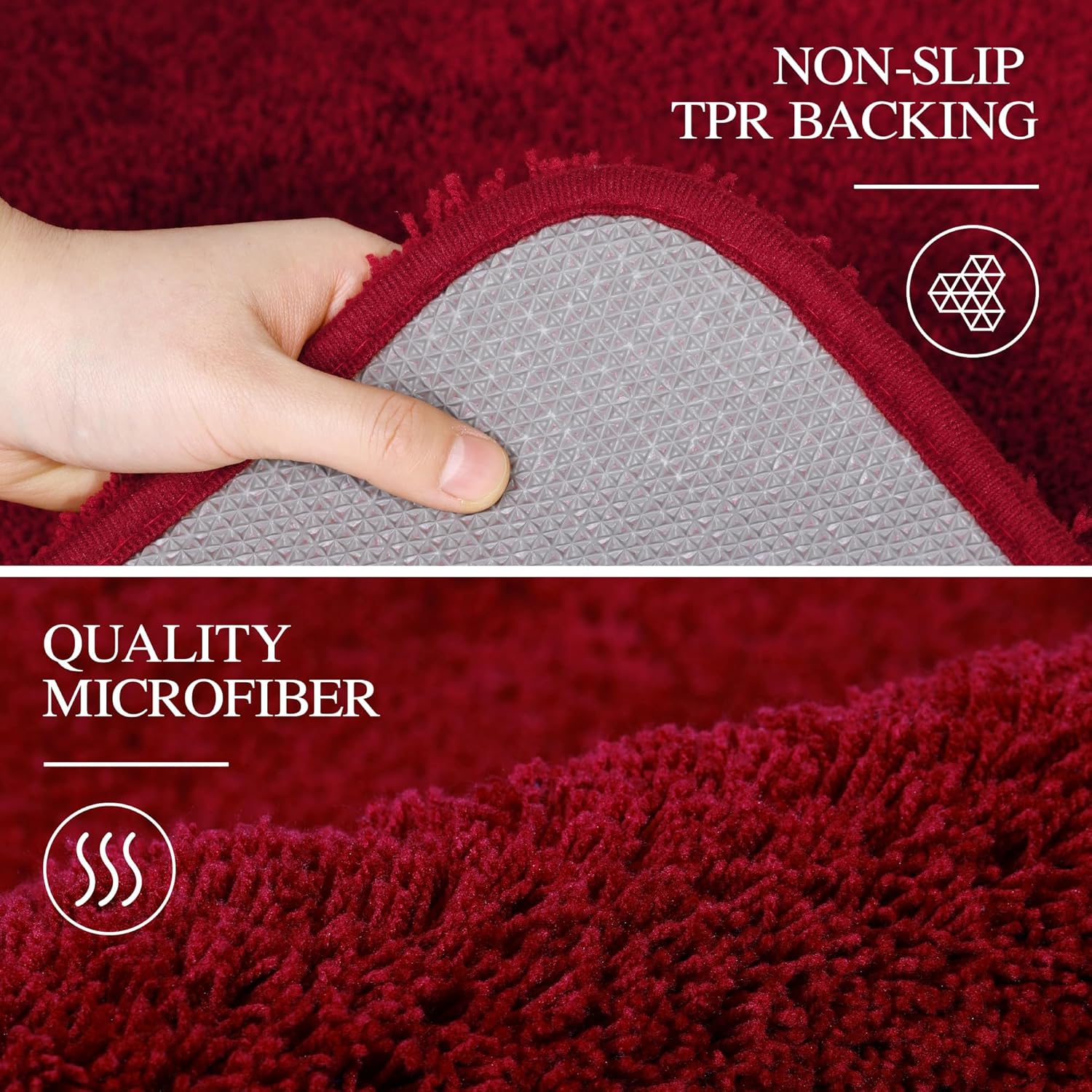 Badvorleger, rutschfeste Badematte wasserabsorbierend weich Shaggy Matte Vorleger für Dusche - Bild 127 von 290