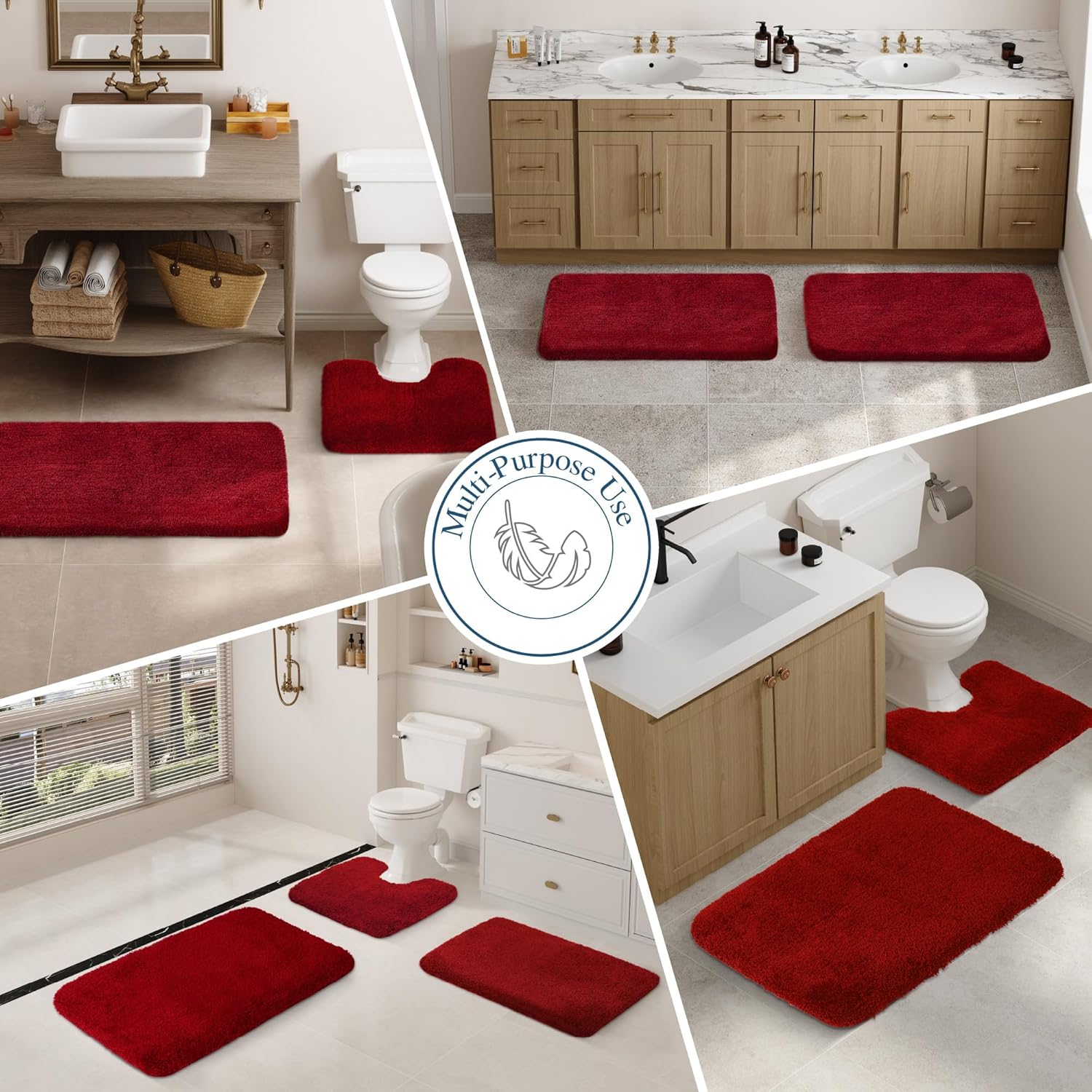 Badvorleger, rutschfeste Badematte wasserabsorbierend weich Shaggy Matte Vorleger für Dusche - Bild 128 von 290