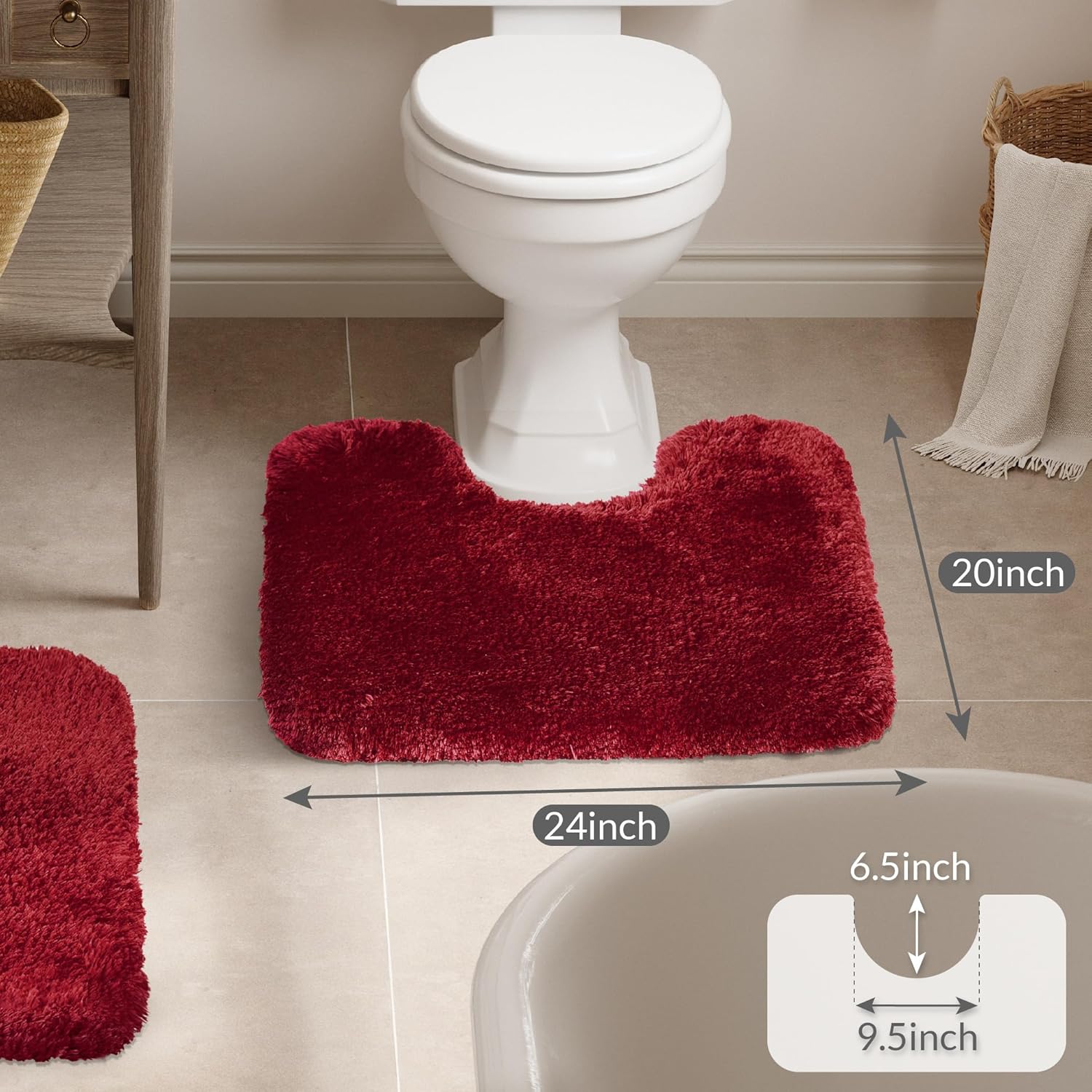Badvorleger, rutschfeste Badematte wasserabsorbierend weich Shaggy Matte Vorleger für Dusche - Bild 132 von 290