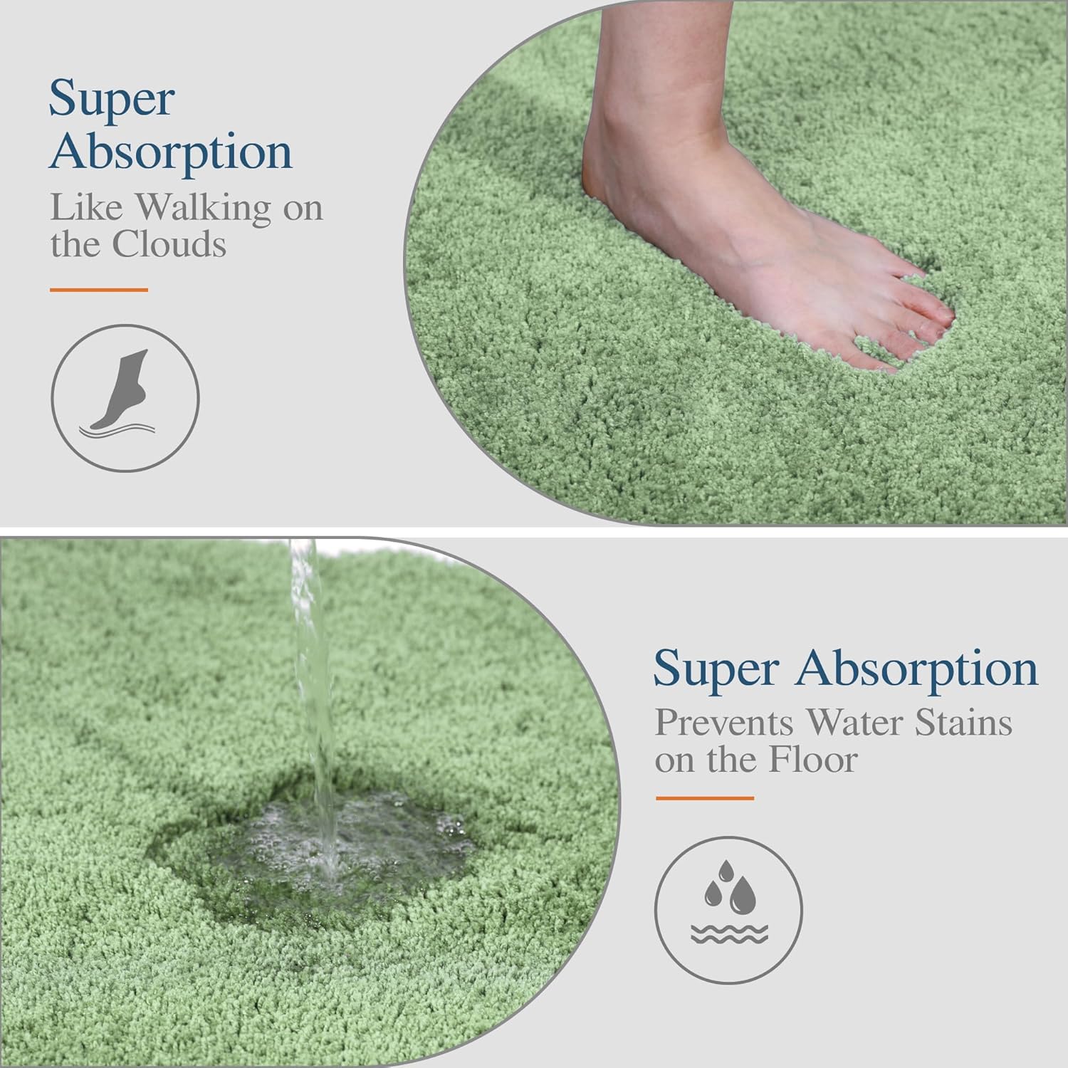 Badvorleger, rutschfeste Badematte wasserabsorbierend weich Shaggy Matte Vorleger für Dusche - Bild 148 von 290
