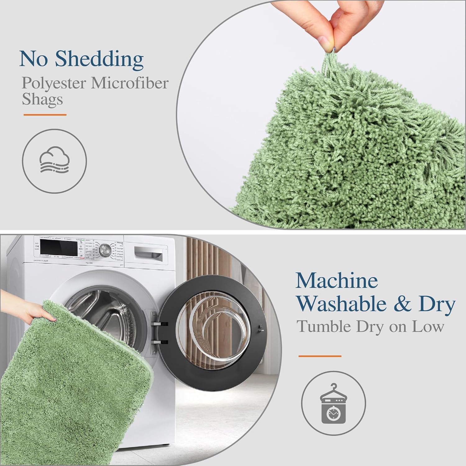 Badvorleger, rutschfeste Badematte wasserabsorbierend weich Shaggy Matte Vorleger für Dusche - Bild 149 von 290