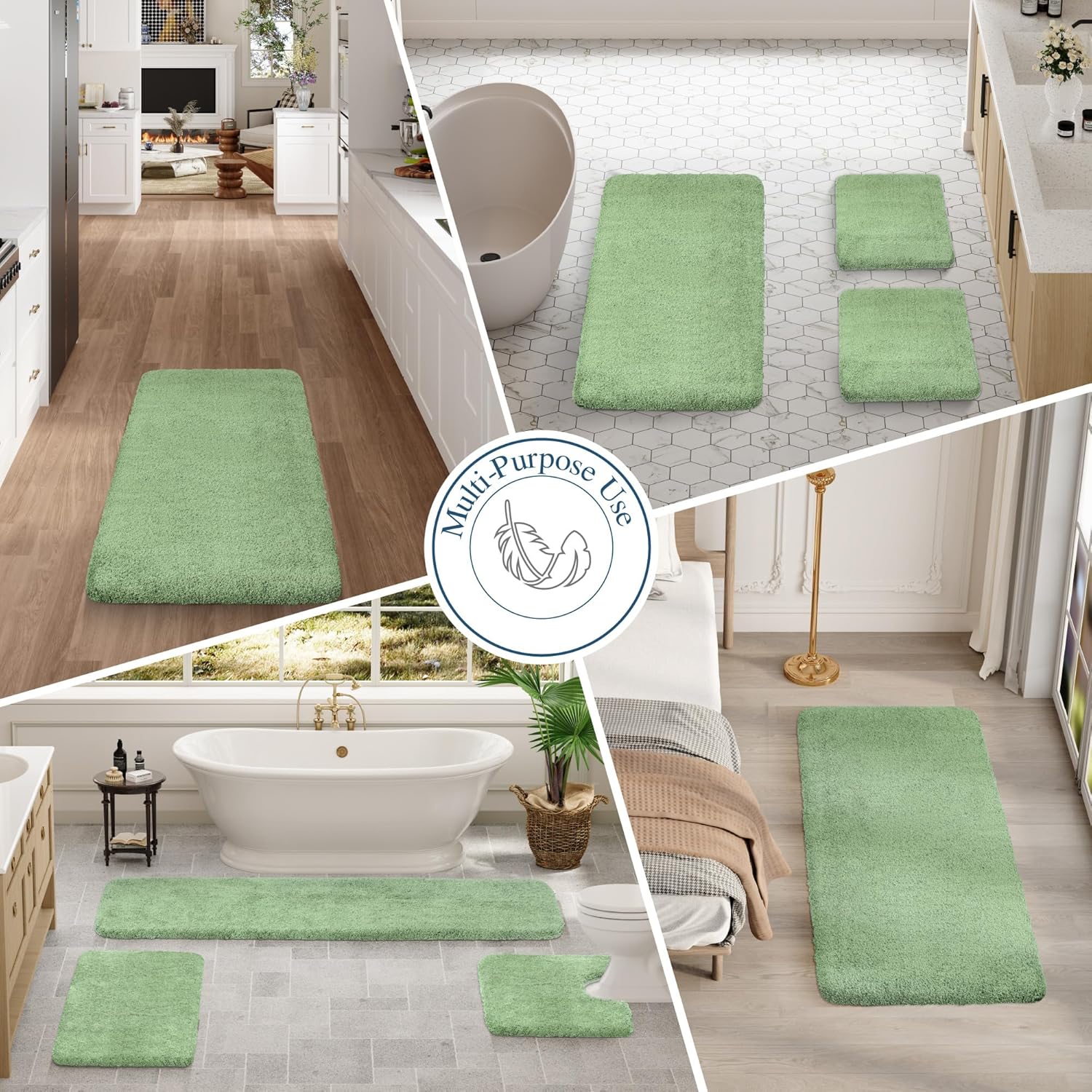 Badvorleger, rutschfeste Badematte wasserabsorbierend weich Shaggy Matte Vorleger für Dusche - Bild 151 von 290