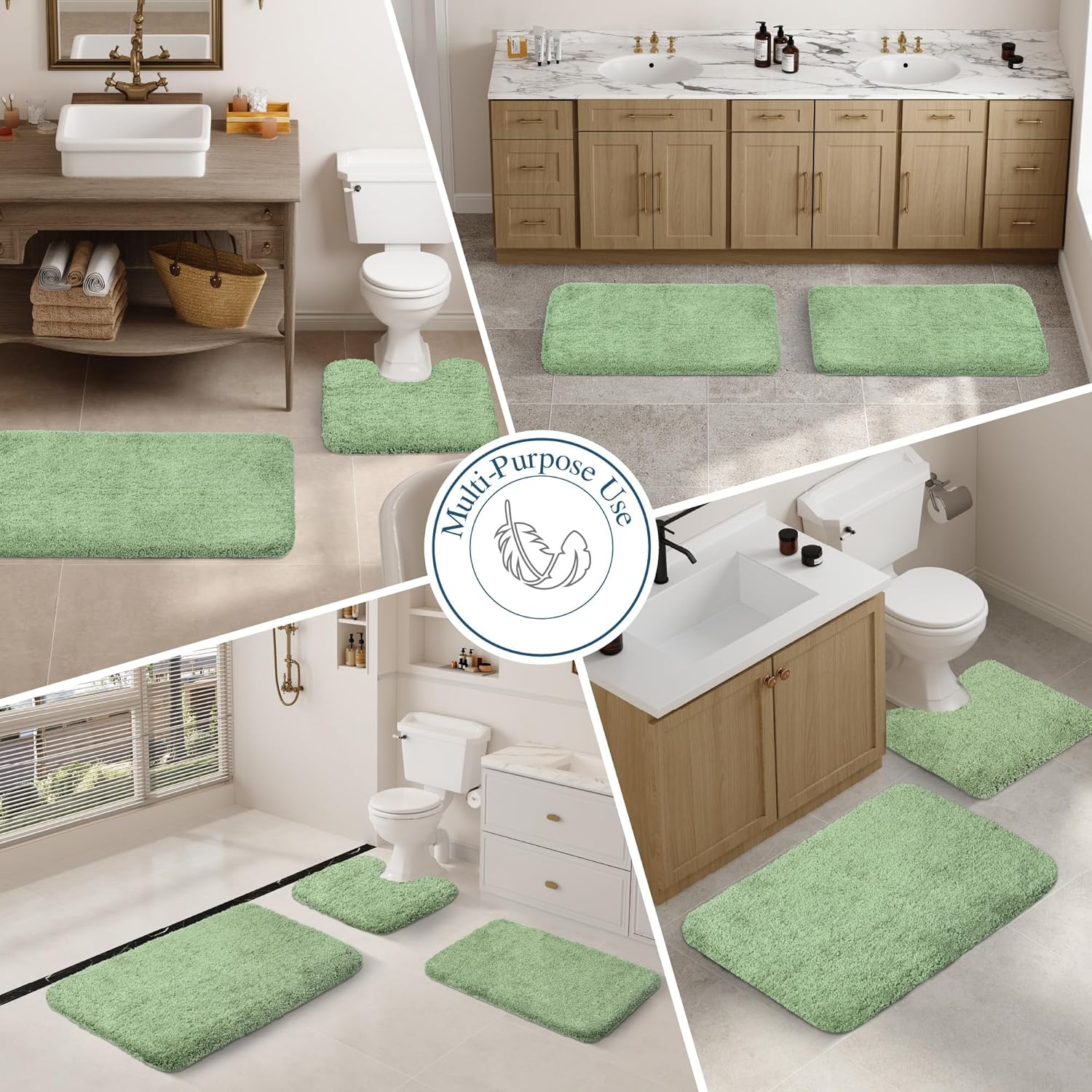 Badvorleger, rutschfeste Badematte wasserabsorbierend weich Shaggy Matte Vorleger für Dusche - Bild 153 von 290