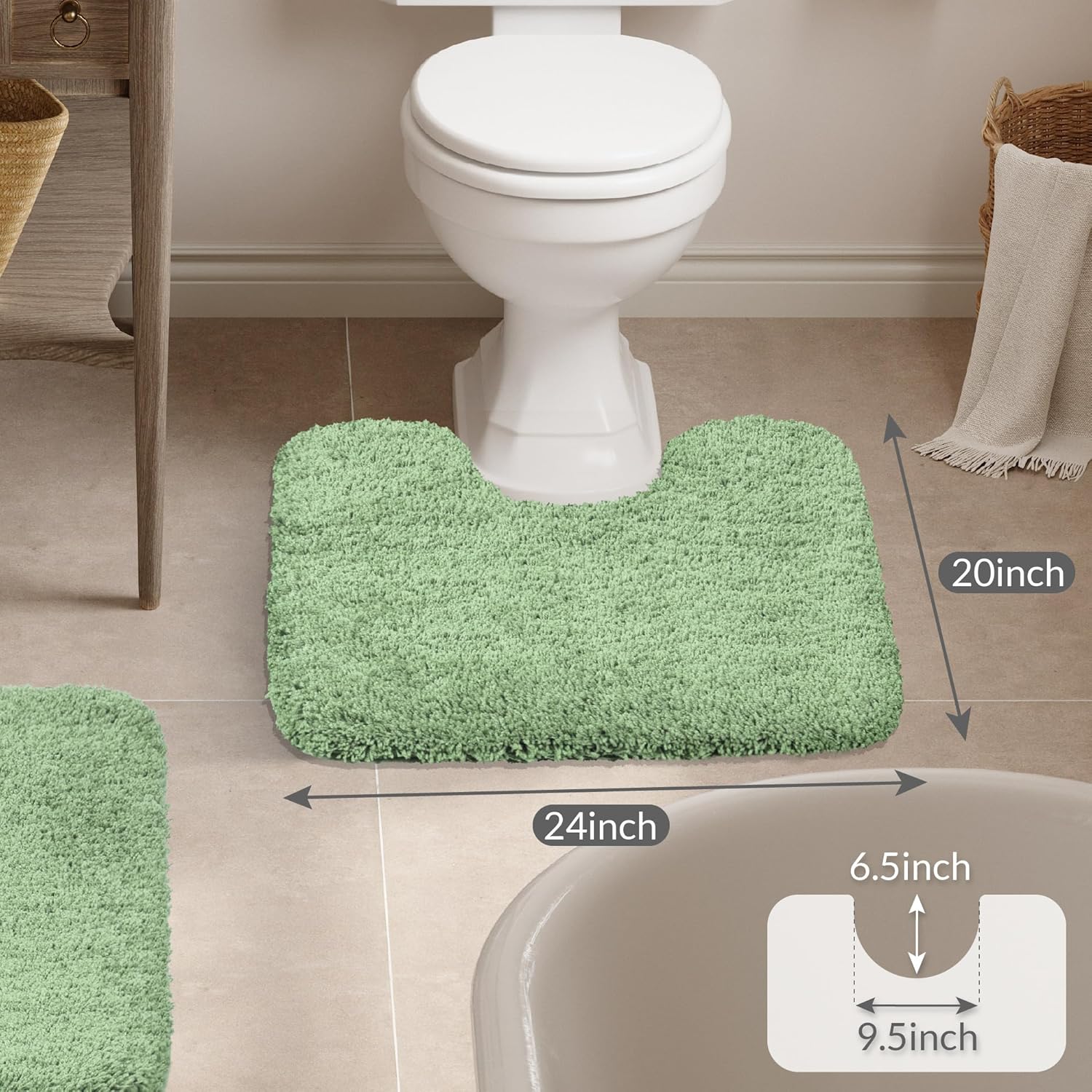 Badvorleger, rutschfeste Badematte wasserabsorbierend weich Shaggy Matte Vorleger für Dusche - Bild 155 von 290