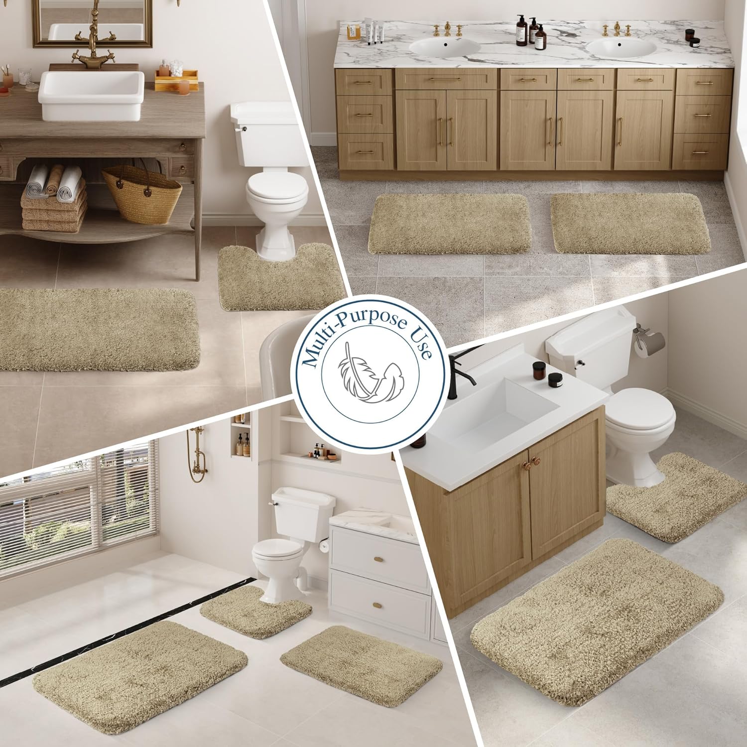 Badvorleger, rutschfeste Badematte wasserabsorbierend weich Shaggy Matte Vorleger für Dusche - Bild 162 von 290