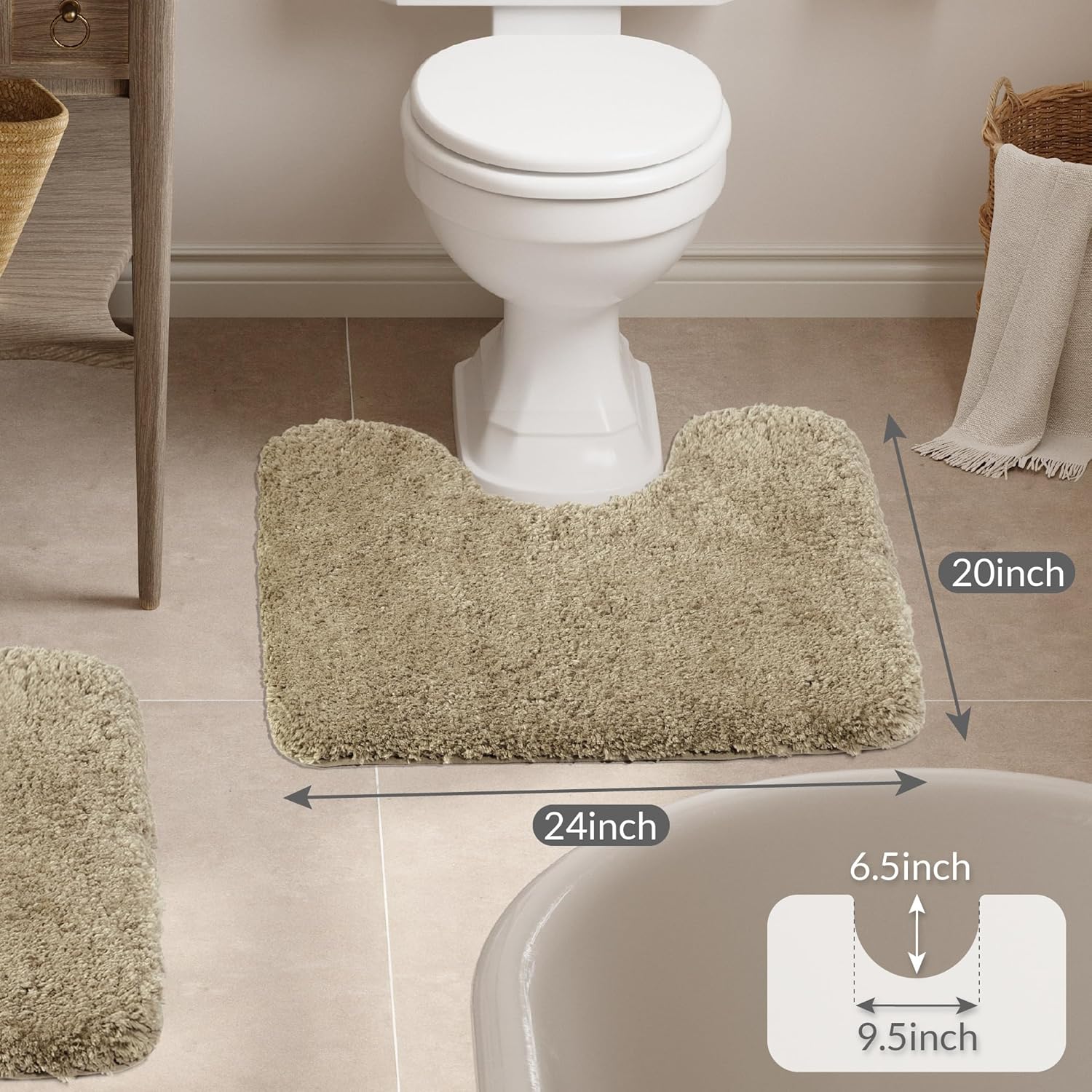 Badvorleger, rutschfeste Badematte wasserabsorbierend weich Shaggy Matte Vorleger für Dusche - Bild 166 von 290