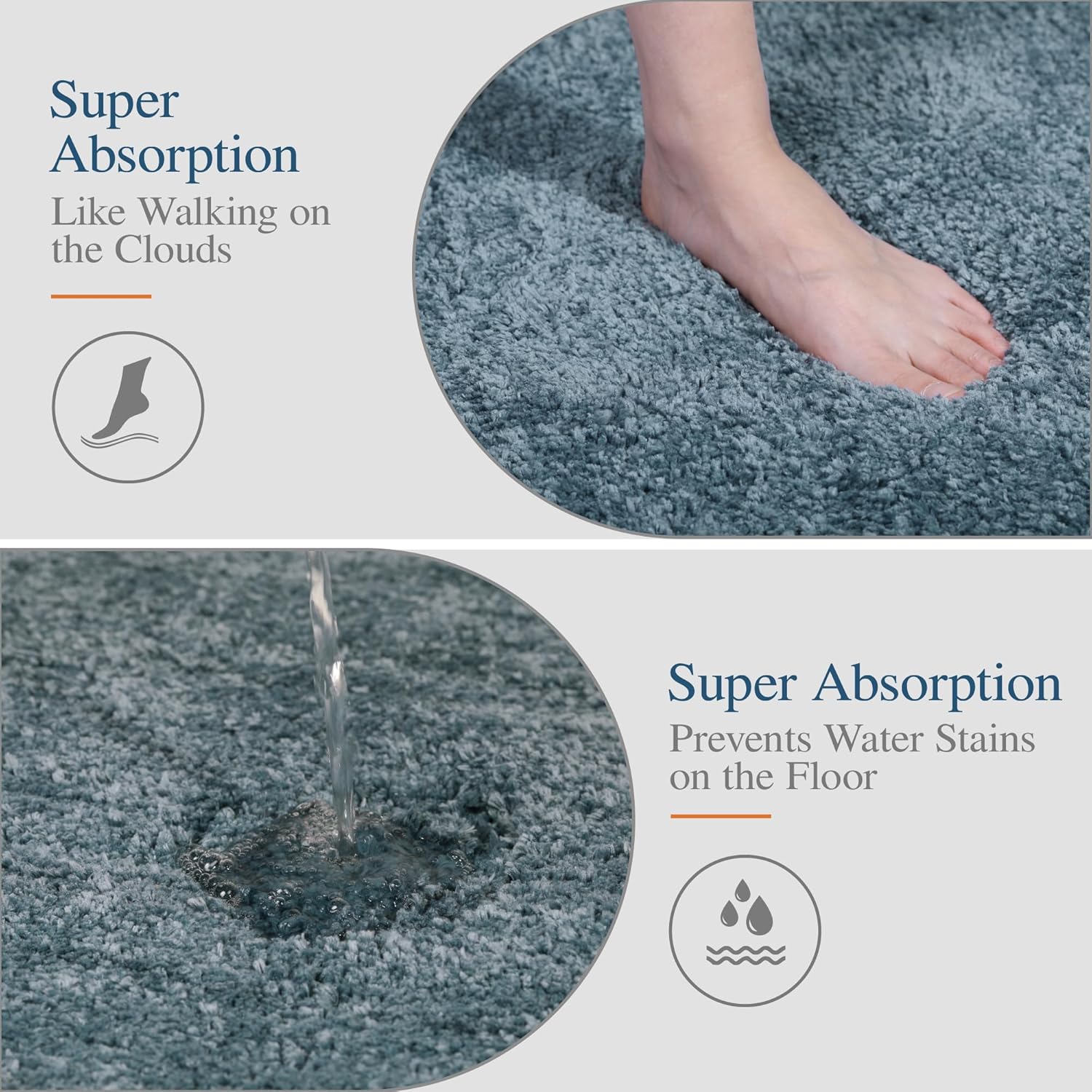 Badvorleger, rutschfeste Badematte wasserabsorbierend weich Shaggy Matte Vorleger für Dusche - Bild 170 von 290