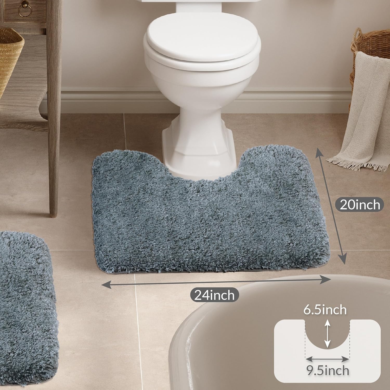Badvorleger, rutschfeste Badematte wasserabsorbierend weich Shaggy Matte Vorleger für Dusche - Bild 177 von 290