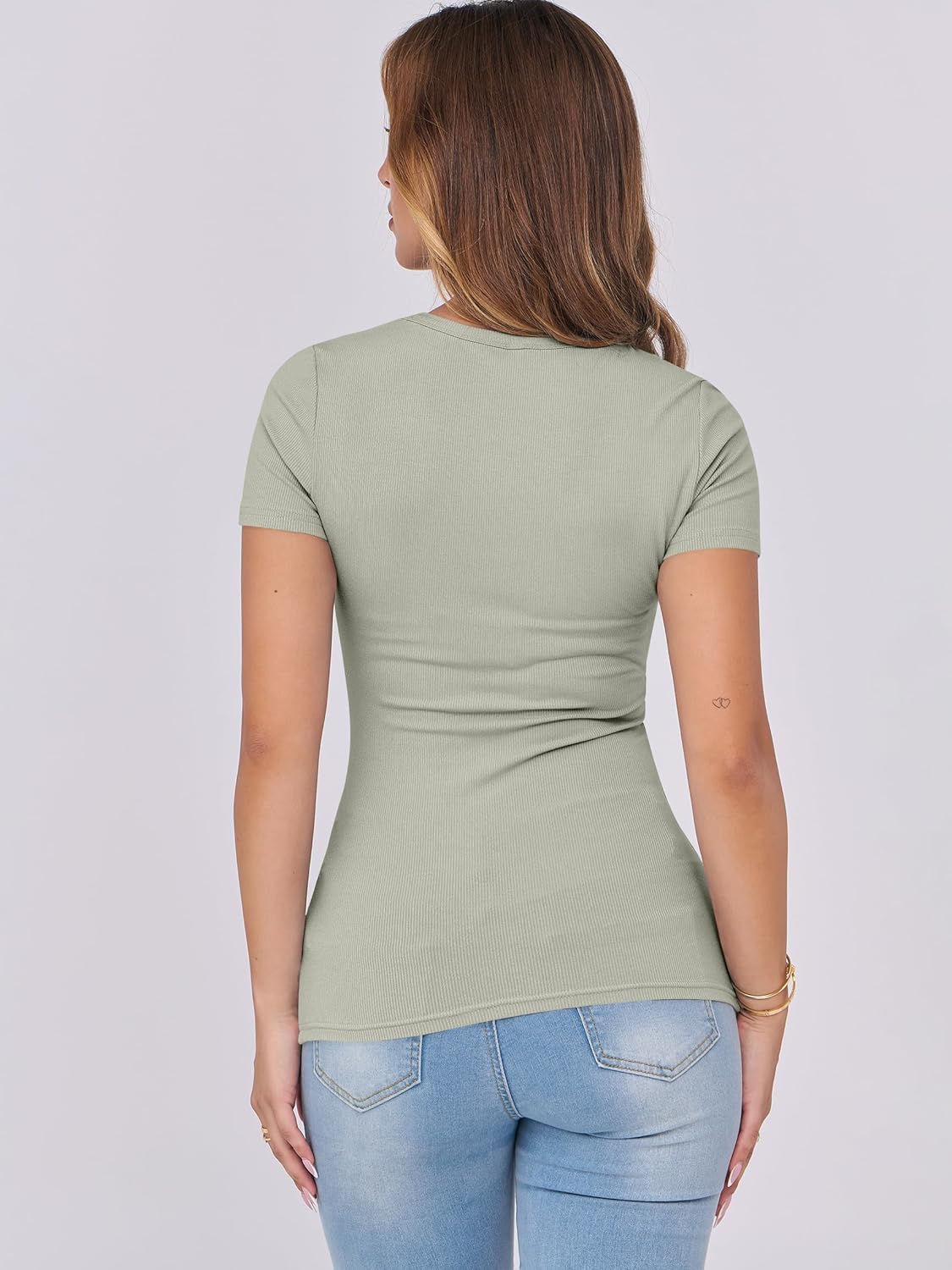 Mujeres Manga Corta Cuello Redondo Ajustado Camisas Verano Camiseta Básica Camiseta Prendas para el torso - Imagen 101 de 186