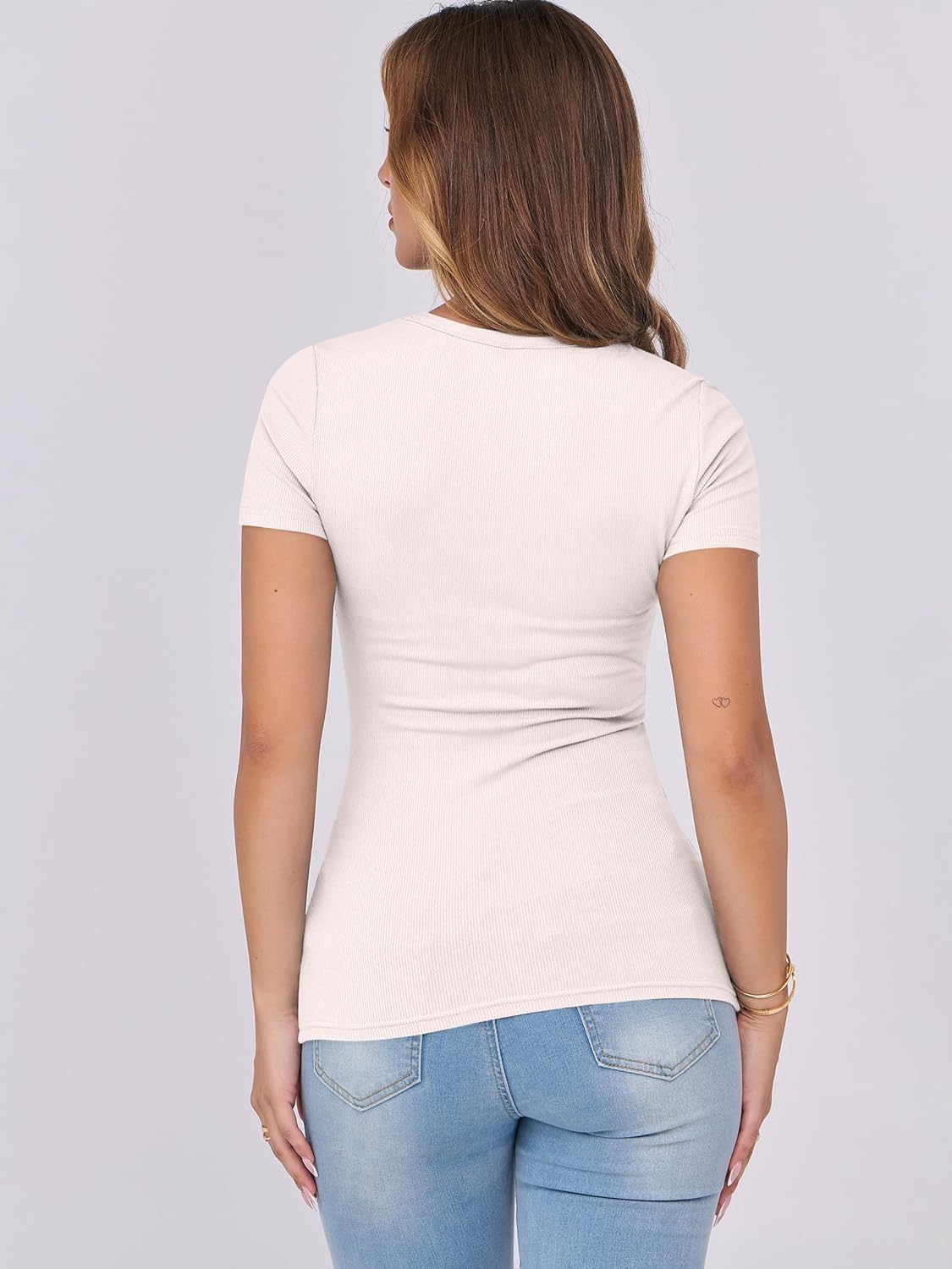 Mujeres Manga Corta Cuello Redondo Ajustado Camisas Verano Camiseta Básica Camiseta Prendas para el torso - Imagen 115 de 186