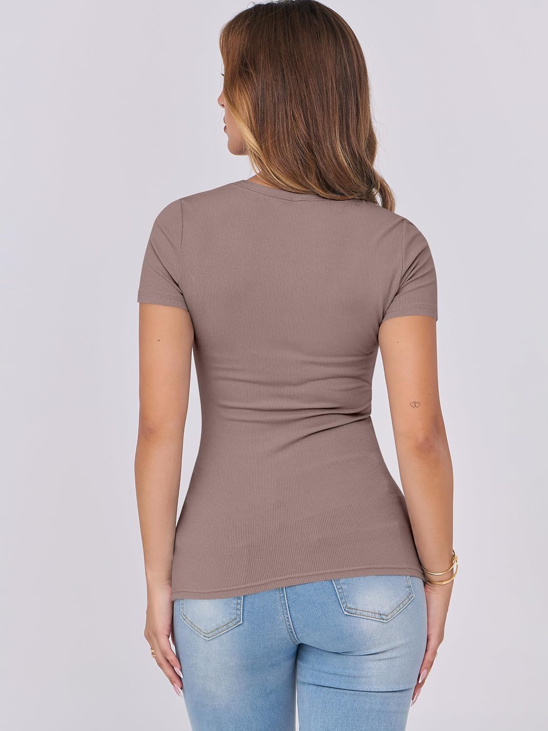 Mujeres Manga Corta Cuello Redondo Ajustado Camisas Verano Camiseta Básica Camiseta Prendas para el torso - Imagen 122 de 186
