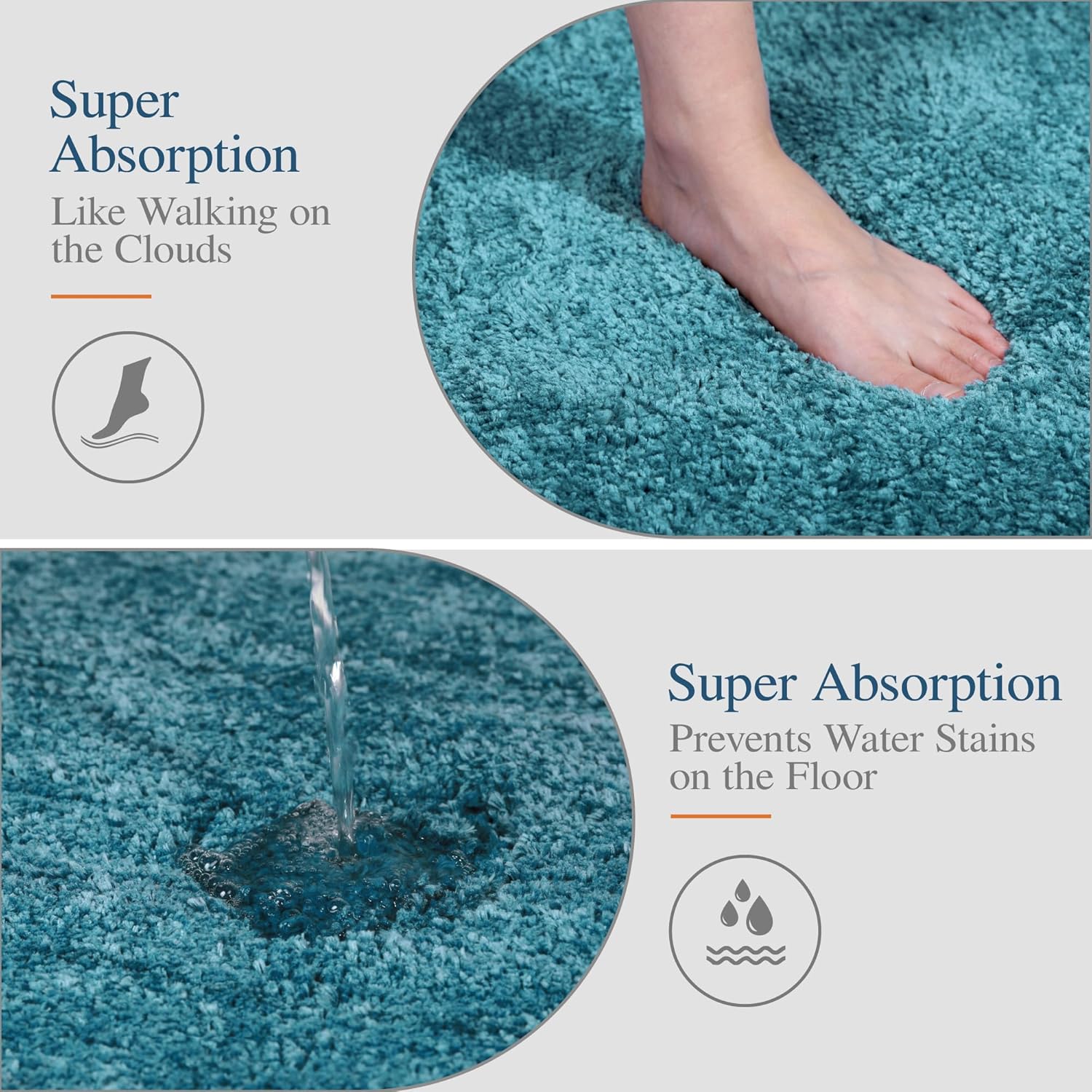 Badvorleger, rutschfeste Badematte wasserabsorbierend weich Shaggy Matte Vorleger für Dusche - Bild 181 von 290
