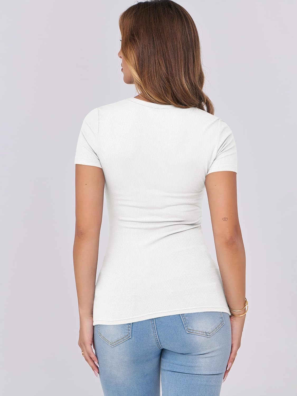 Mujeres Manga Corta Cuello Redondo Ajustado Camisas Verano Camiseta Básica Camiseta Prendas para el torso - Imagen 129 de 186