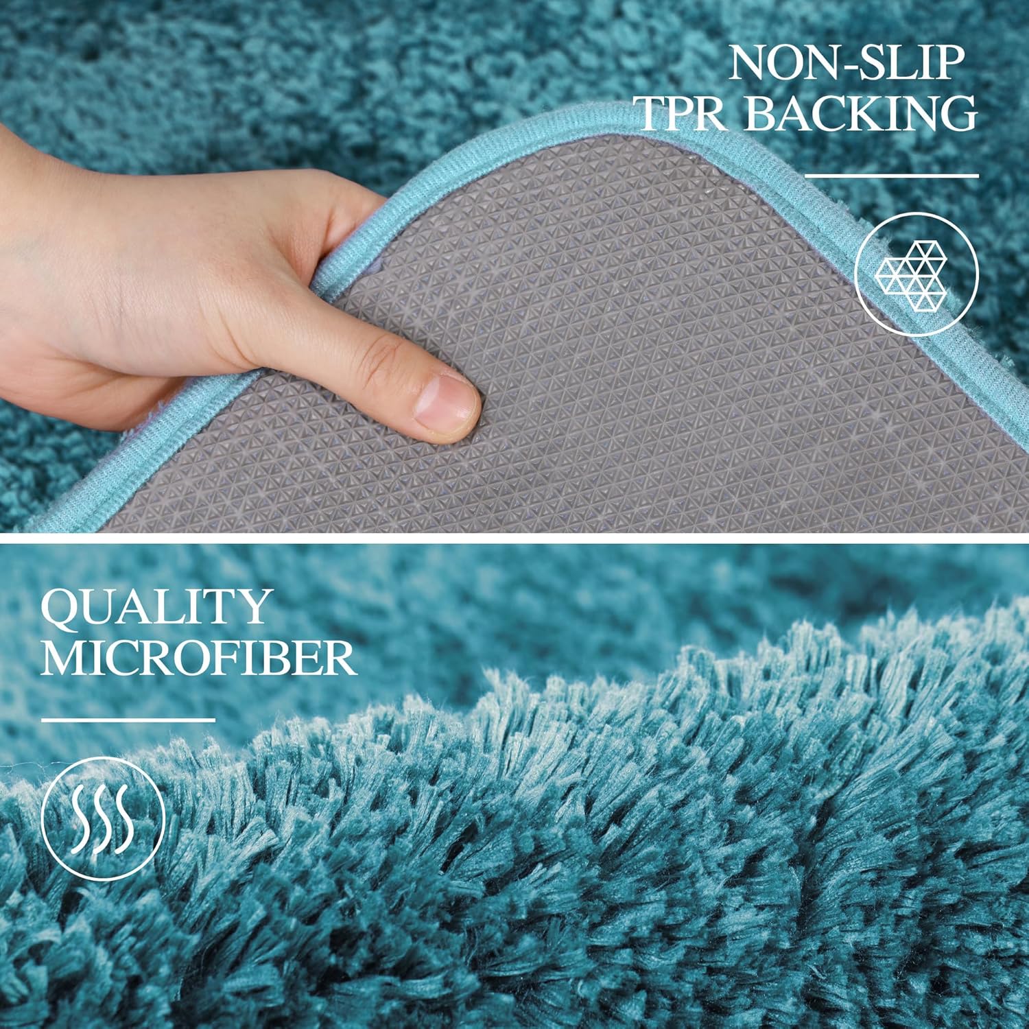 Badvorleger, rutschfeste Badematte wasserabsorbierend weich Shaggy Matte Vorleger für Dusche - Bild 183 von 290