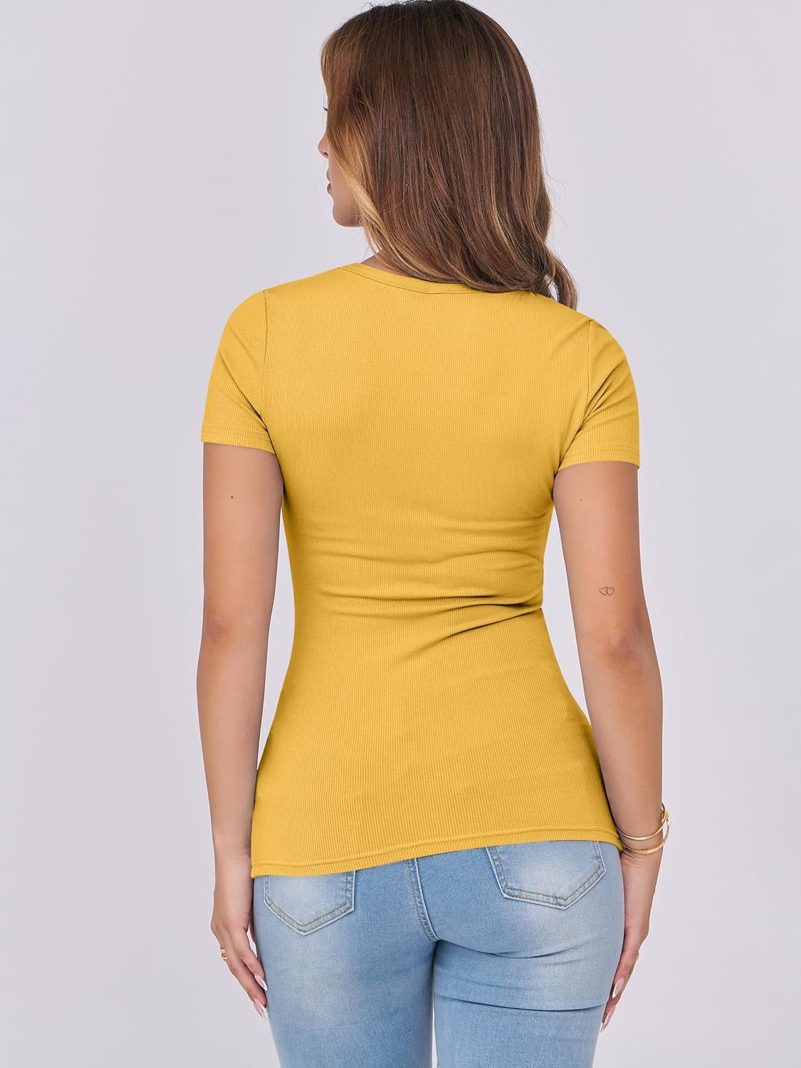 Mujeres Manga Corta Cuello Redondo Ajustado Camisas Verano Camiseta Básica Camiseta Prendas para el torso - Imagen 136 de 186