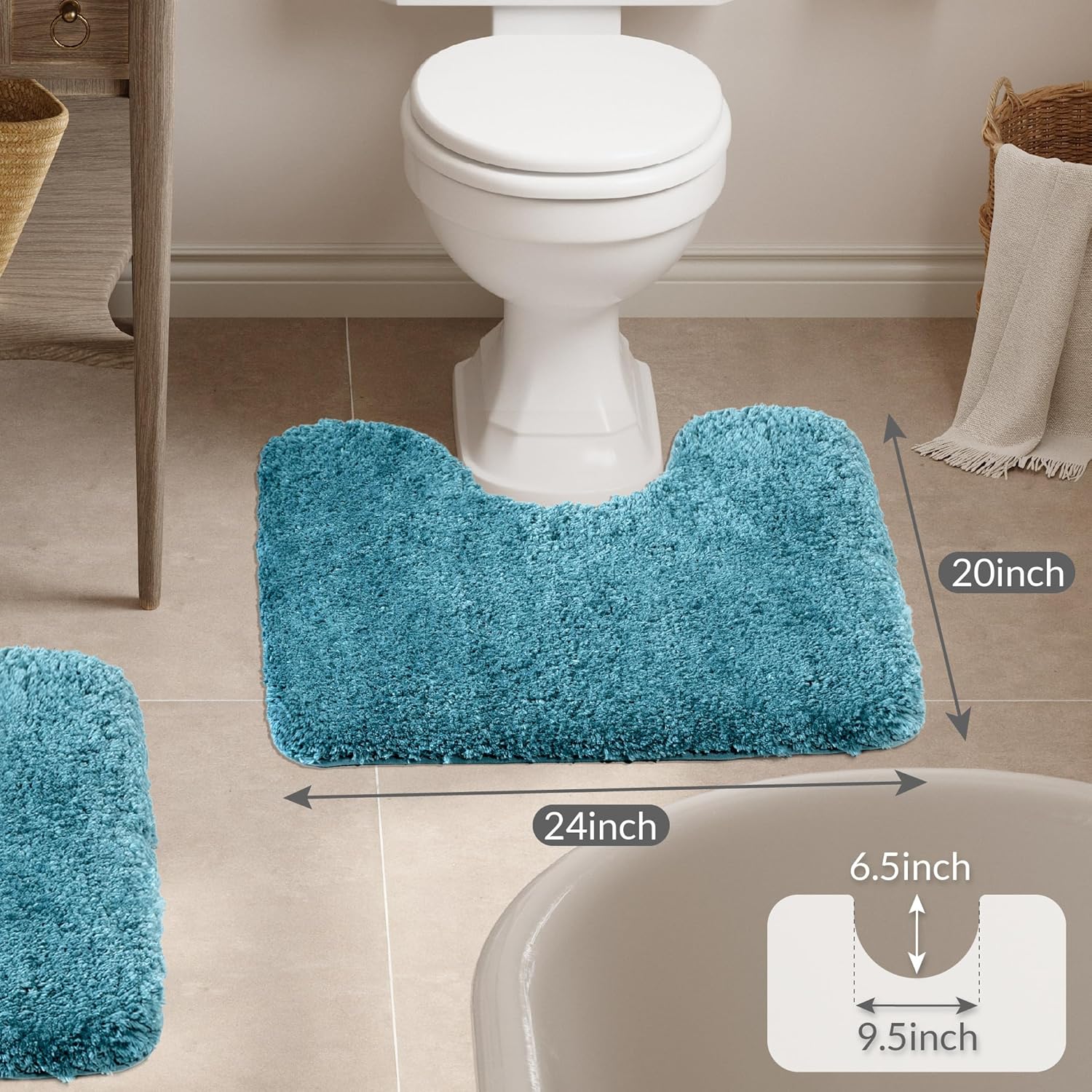 Badvorleger, rutschfeste Badematte wasserabsorbierend weich Shaggy Matte Vorleger für Dusche - Bild 188 von 290