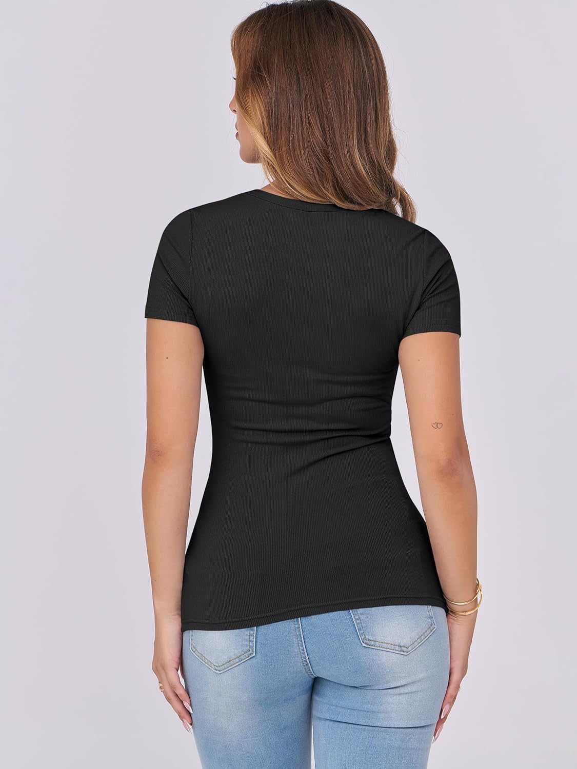 Mujeres Manga Corta Cuello Redondo Ajustado Camisas Verano Camiseta Básica Camiseta Prendas para el torso - Imagen 143 de 186