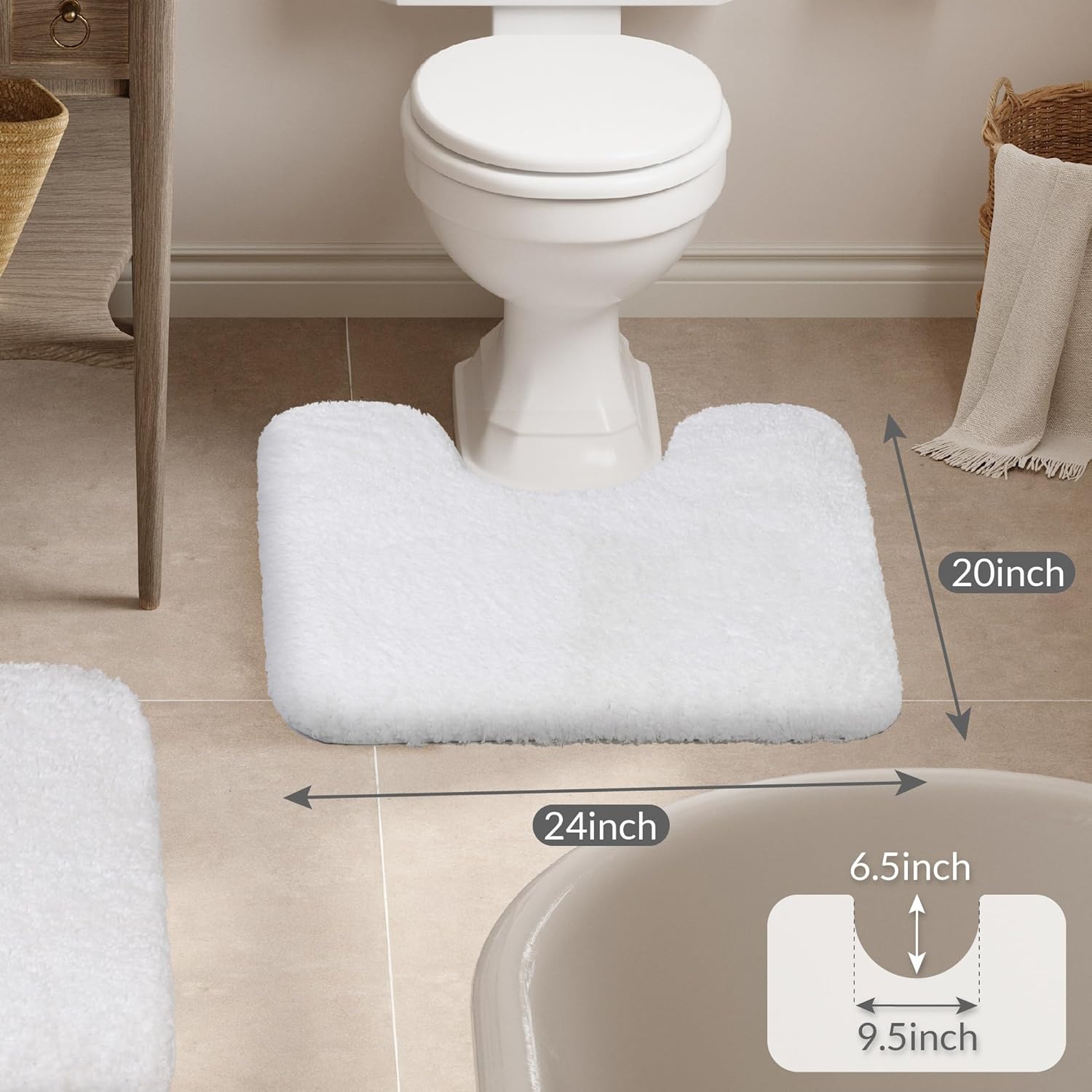 Badvorleger, rutschfeste Badematte wasserabsorbierend weich Shaggy Matte Vorleger für Dusche - Bild 199 von 290