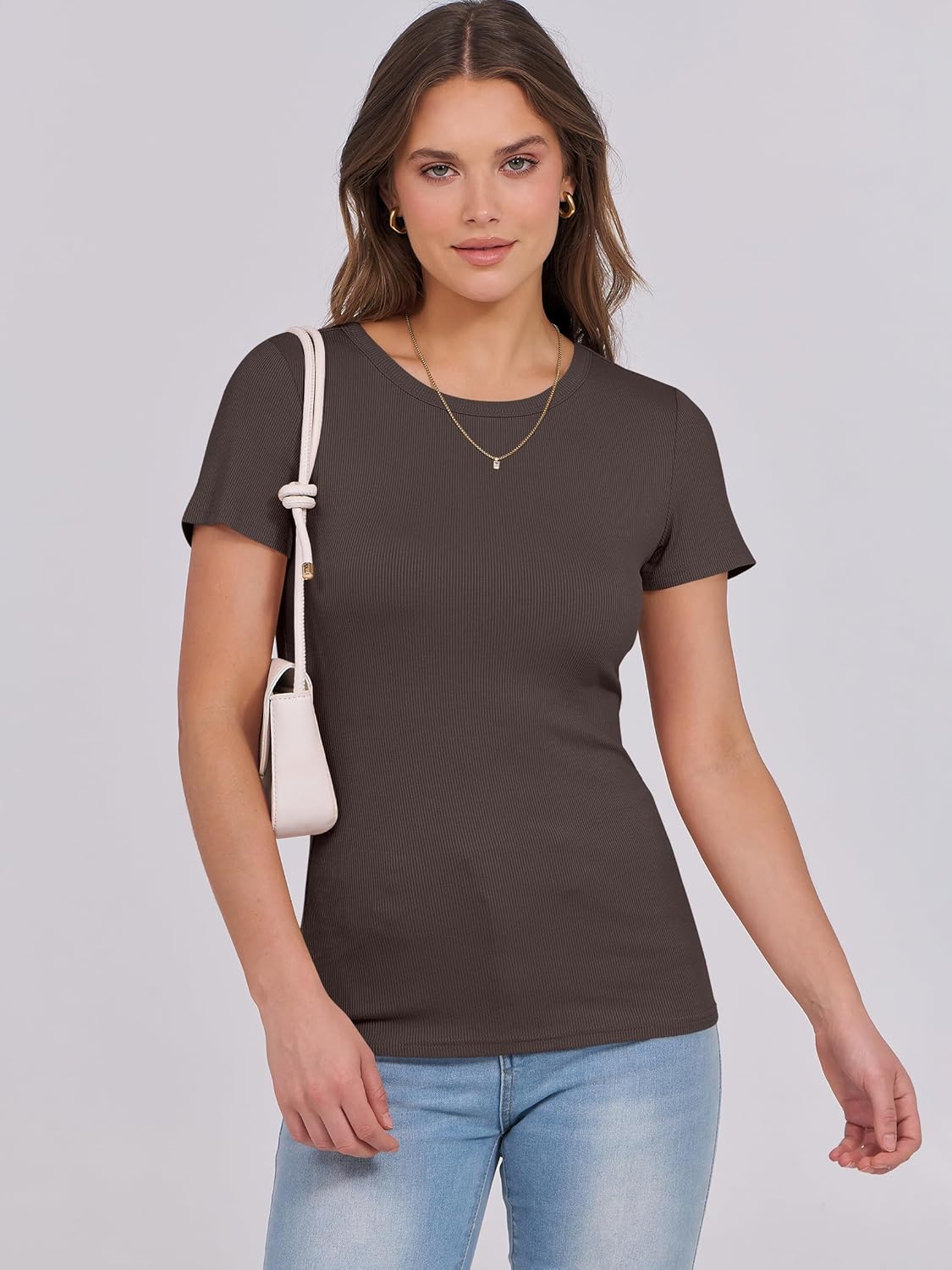 Mujeres Manga Corta Cuello Redondo Ajustado Camisas Verano Camiseta Básica Camiseta Prendas para el torso - Imagen 148 de 186