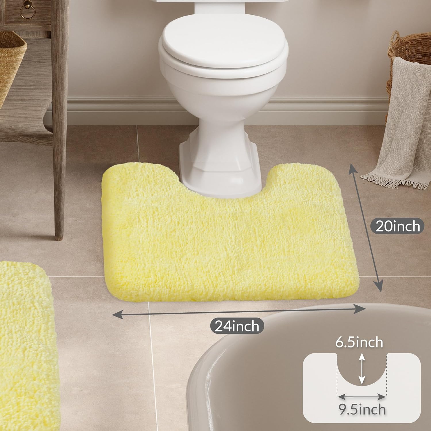 Badvorleger, rutschfeste Badematte wasserabsorbierend weich Shaggy Matte Vorleger für Dusche - Bild 202 von 290