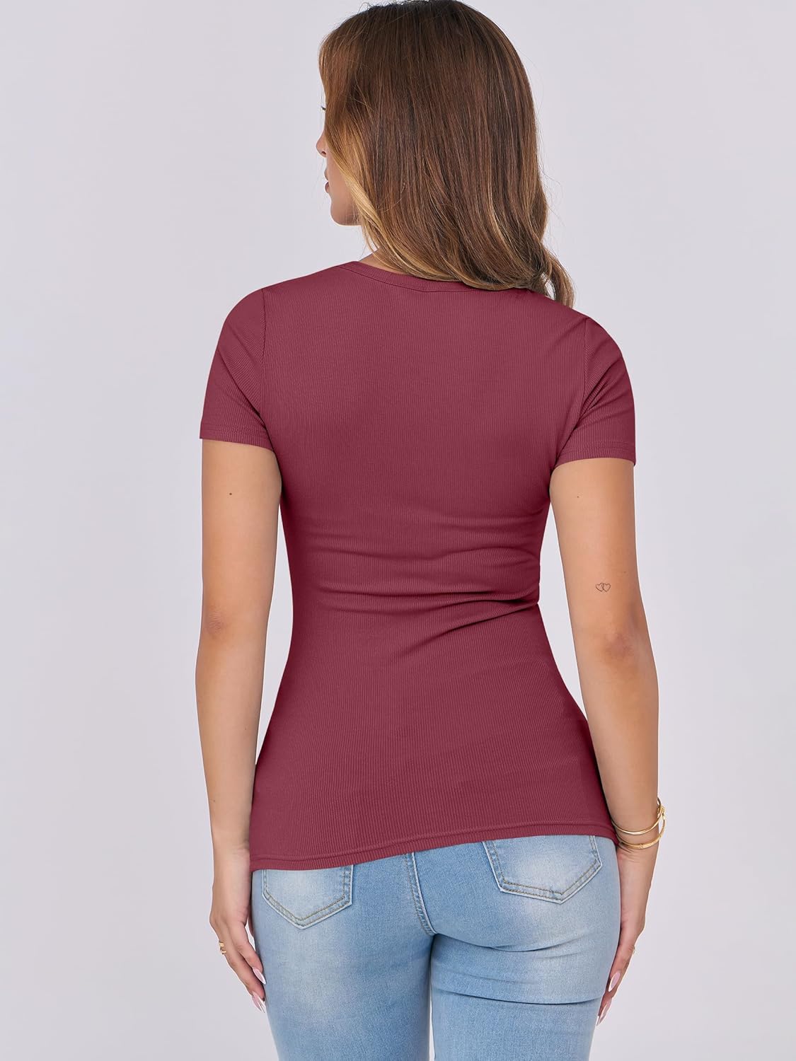 Mujeres Manga Corta Cuello Redondo Ajustado Camisas Verano Camiseta Básica Camiseta Prendas para el torso - Imagen 157 de 186