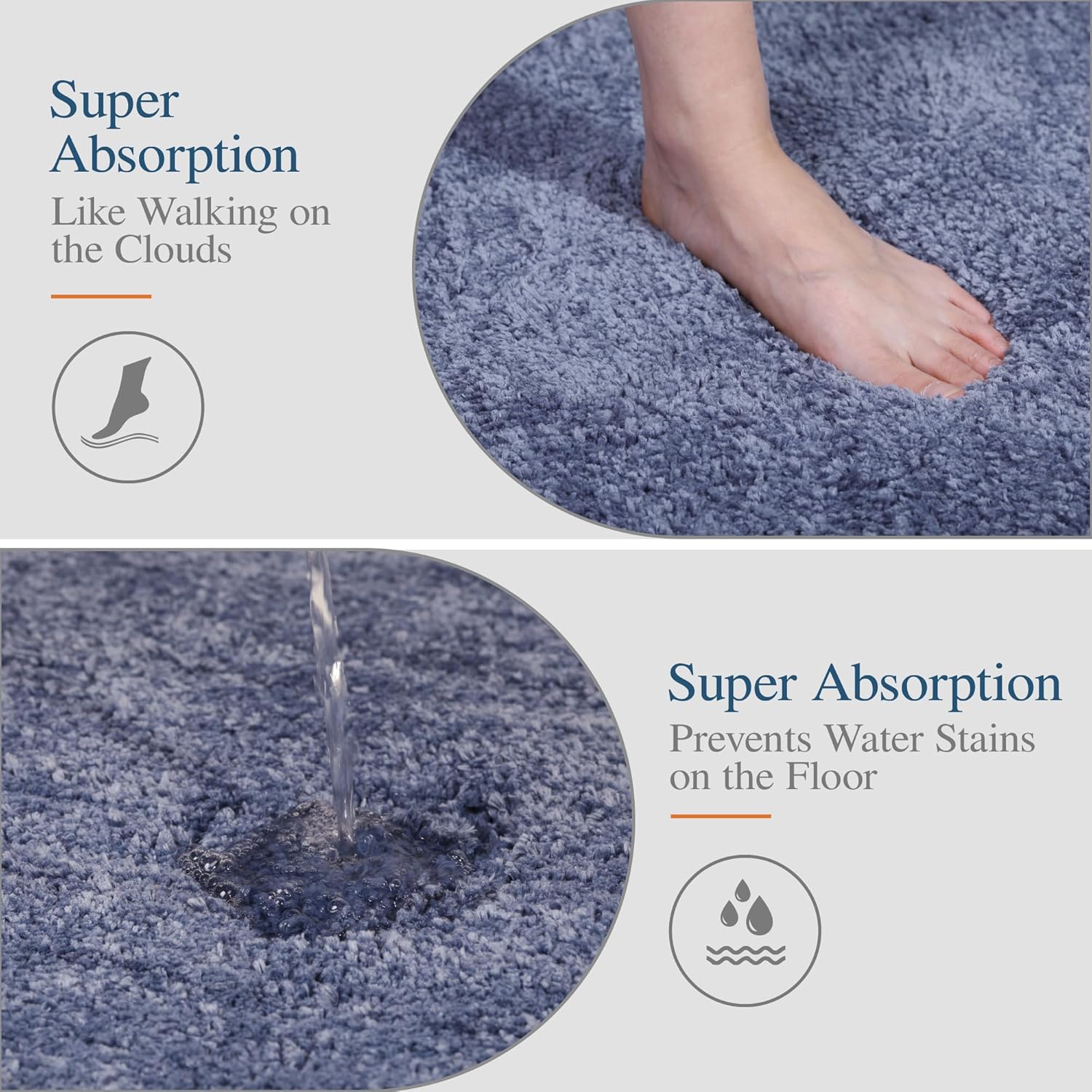 Badvorleger, rutschfeste Badematte wasserabsorbierend weich Shaggy Matte Vorleger für Dusche - Bild 214 von 290