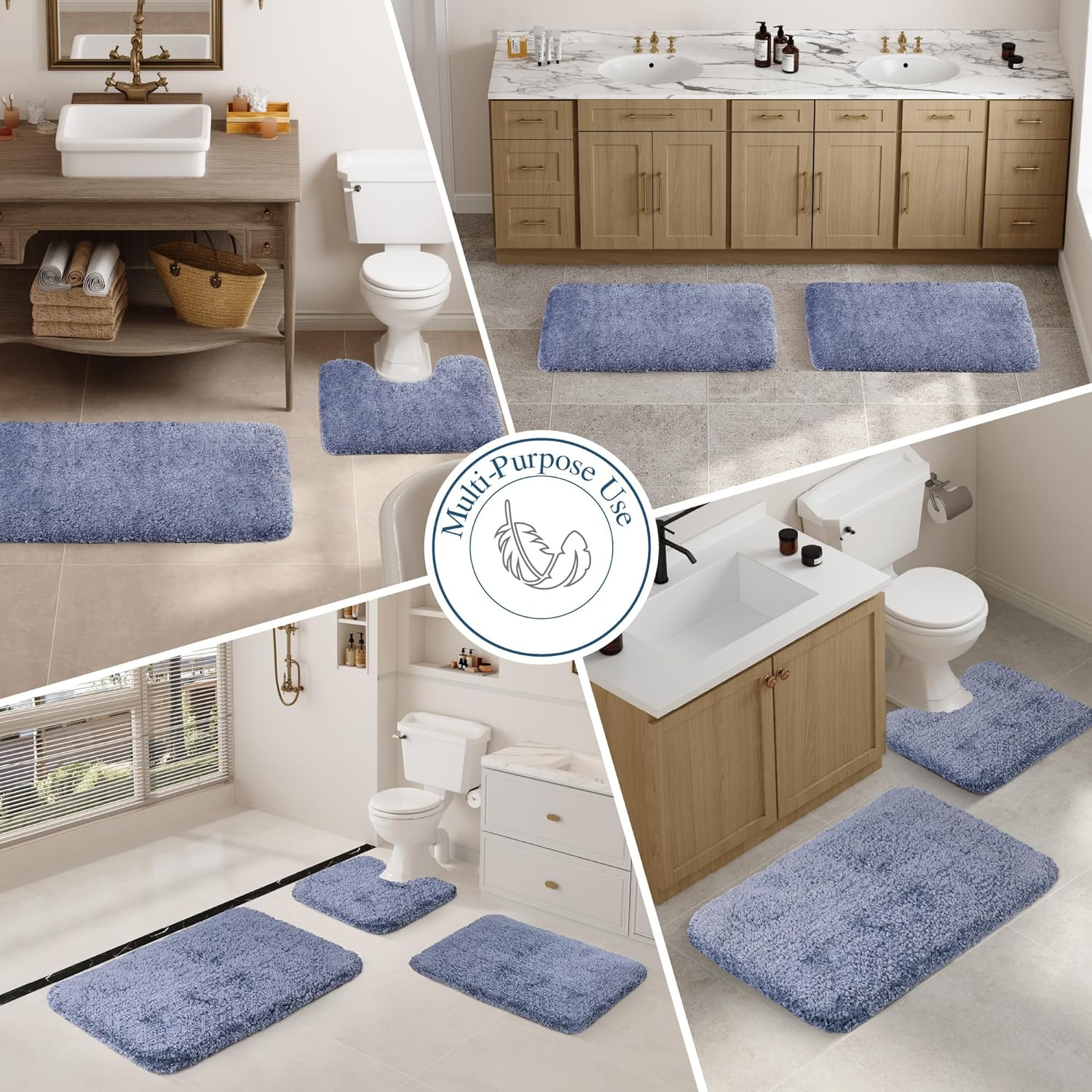 Badvorleger, rutschfeste Badematte wasserabsorbierend weich Shaggy Matte Vorleger für Dusche - Bild 217 von 290