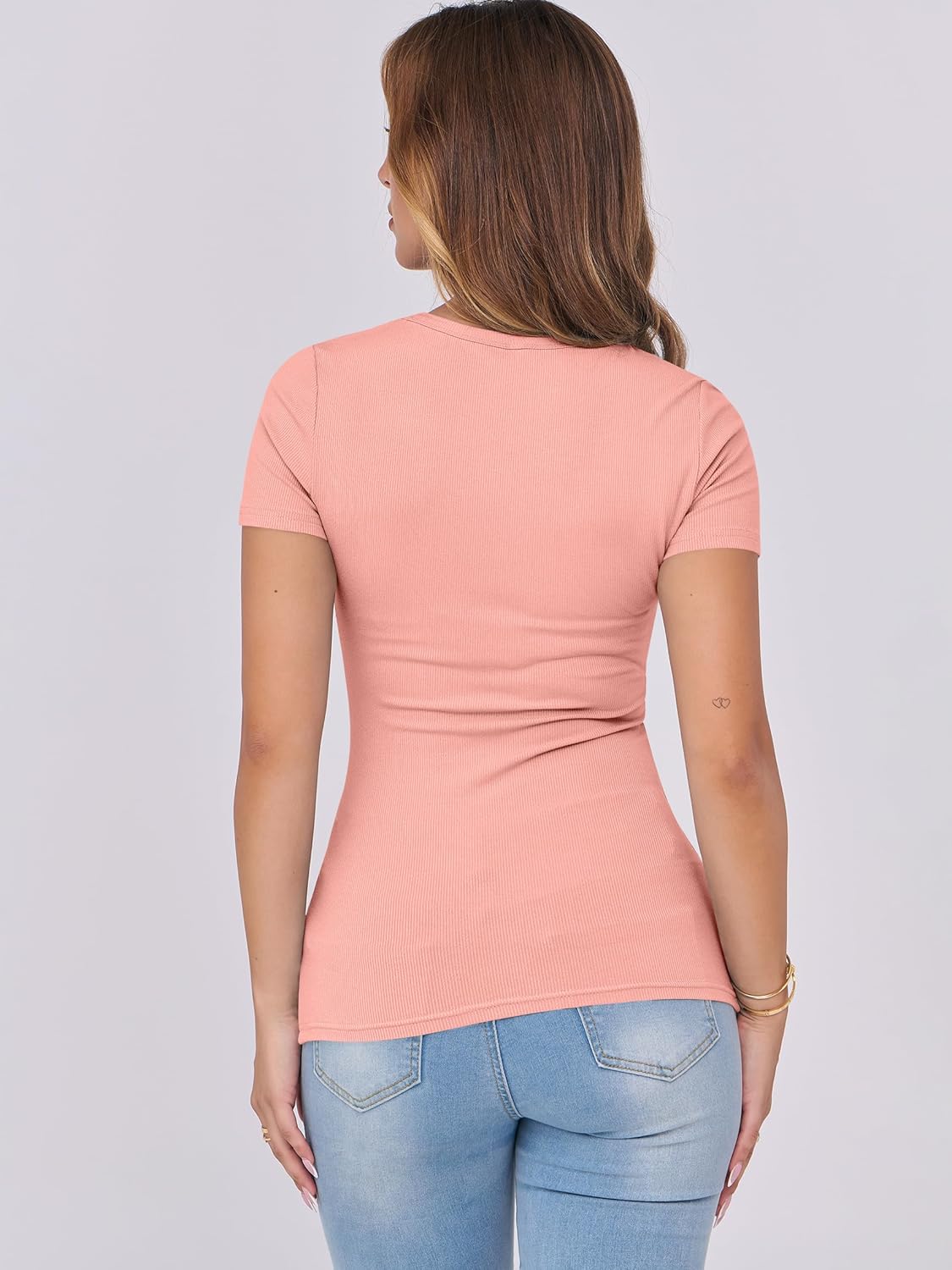 Mujeres Manga Corta Cuello Redondo Ajustado Camisas Verano Camiseta Básica Camiseta Prendas para el torso - Imagen 171 de 186