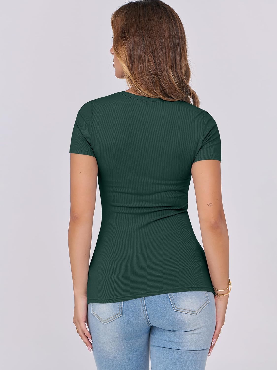 Mujeres Manga Corta Cuello Redondo Ajustado Camisas Verano Camiseta Básica Camiseta Prendas para el torso - Imagen 185 de 186