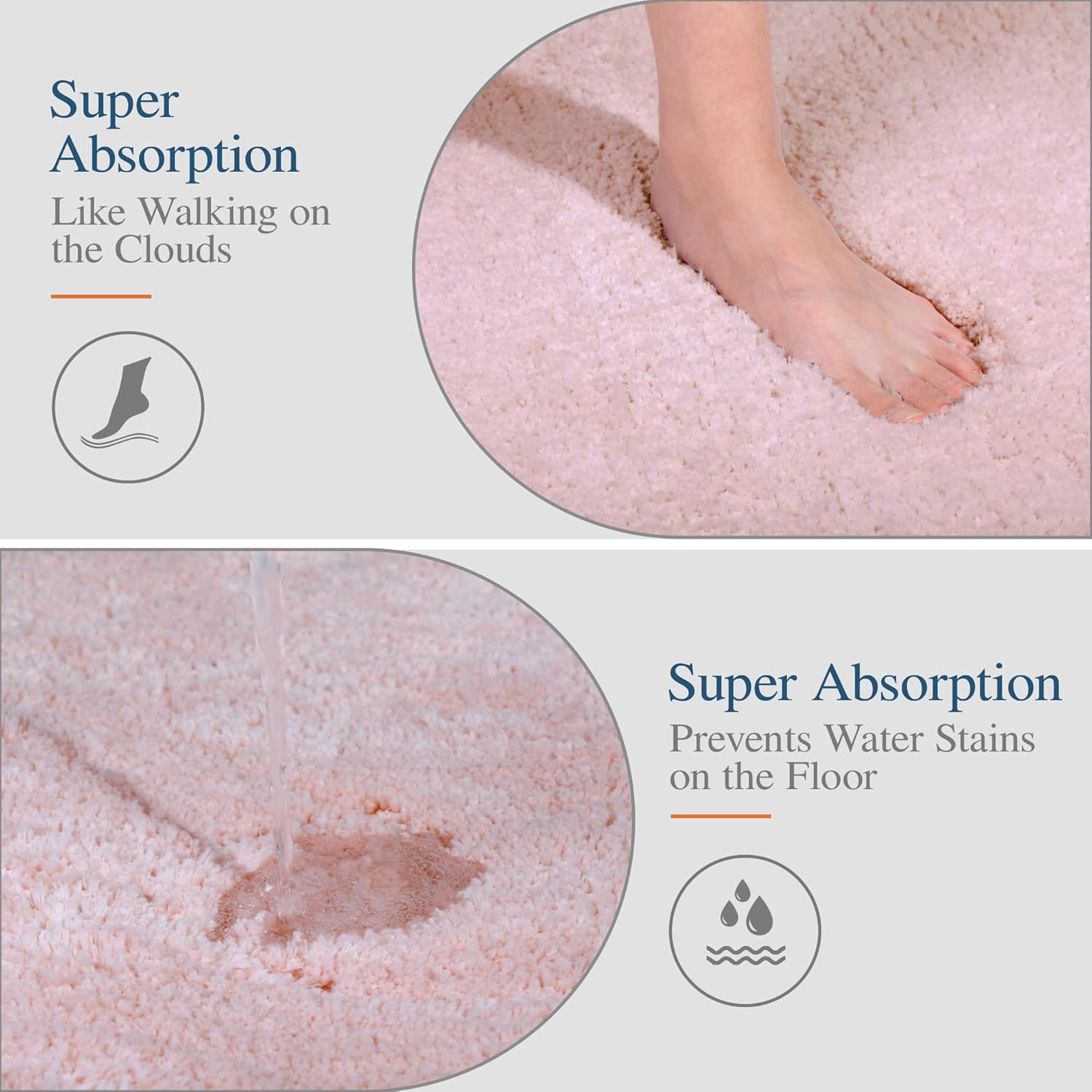 Badvorleger, rutschfeste Badematte wasserabsorbierend weich Shaggy Matte Vorleger für Dusche - Bild 225 von 290