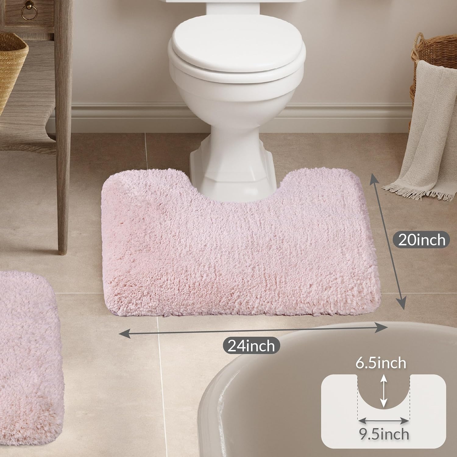 Badvorleger, rutschfeste Badematte wasserabsorbierend weich Shaggy Matte Vorleger für Dusche - Bild 232 von 290