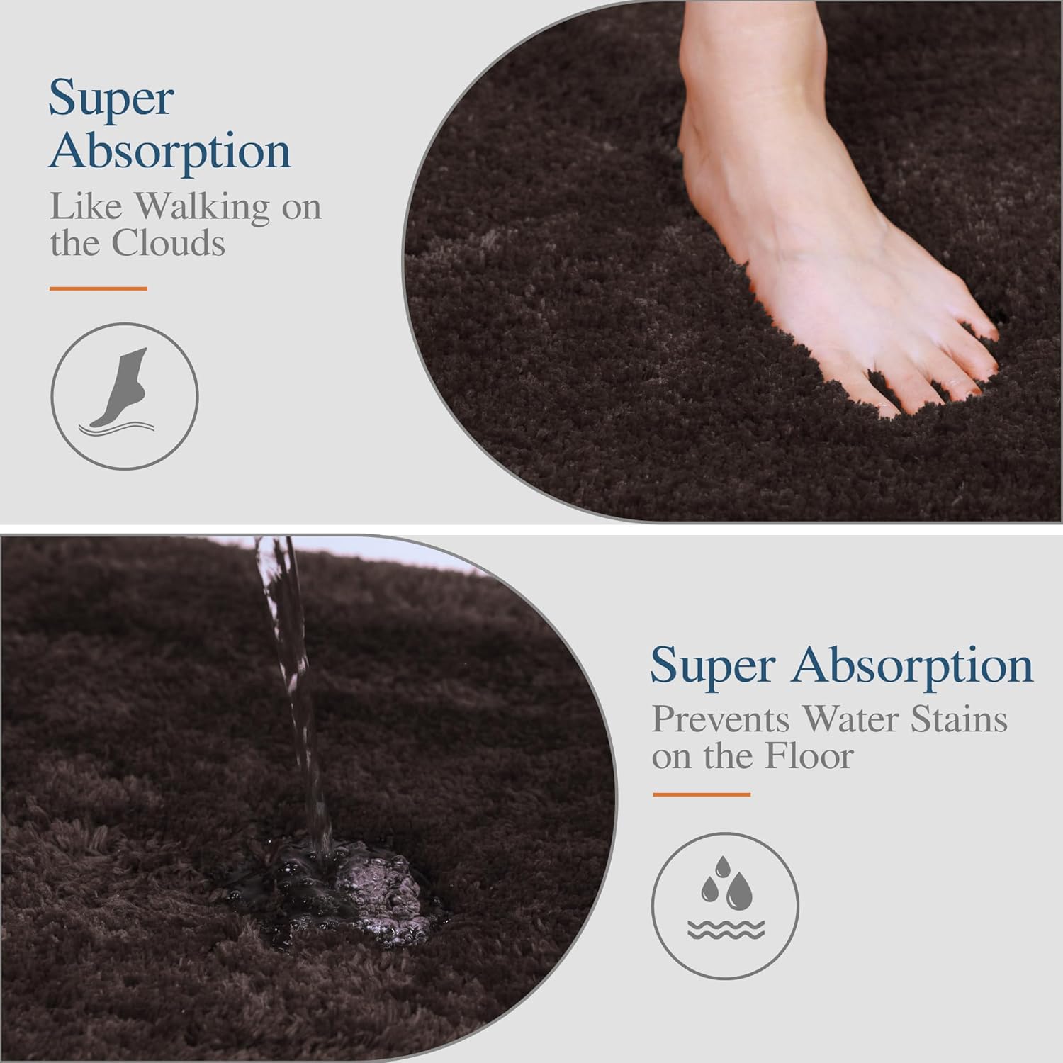 Badvorleger, rutschfeste Badematte wasserabsorbierend weich Shaggy Matte Vorleger für Dusche - Bild 236 von 290