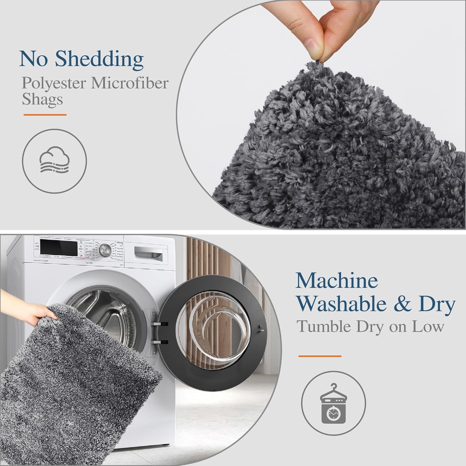 Badvorleger, rutschfeste Badematte wasserabsorbierend weich Shaggy Matte Vorleger für Dusche - Bild 248 von 290