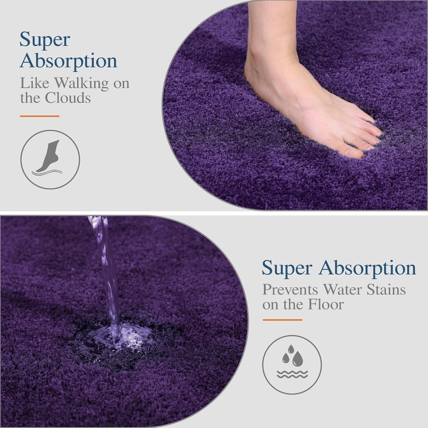 Badvorleger, rutschfeste Badematte wasserabsorbierend weich Shaggy Matte Vorleger für Dusche - Bild 259 von 290