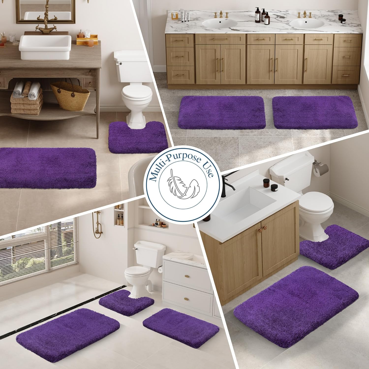 Badvorleger, rutschfeste Badematte wasserabsorbierend weich Shaggy Matte Vorleger für Dusche - Bild 262 von 290