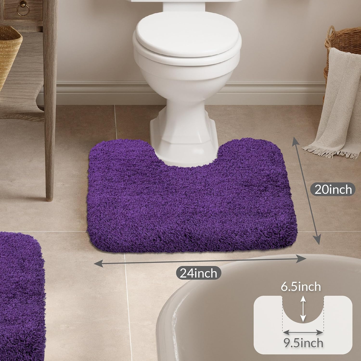 Badvorleger, rutschfeste Badematte wasserabsorbierend weich Shaggy Matte Vorleger für Dusche - Bild 266 von 290
