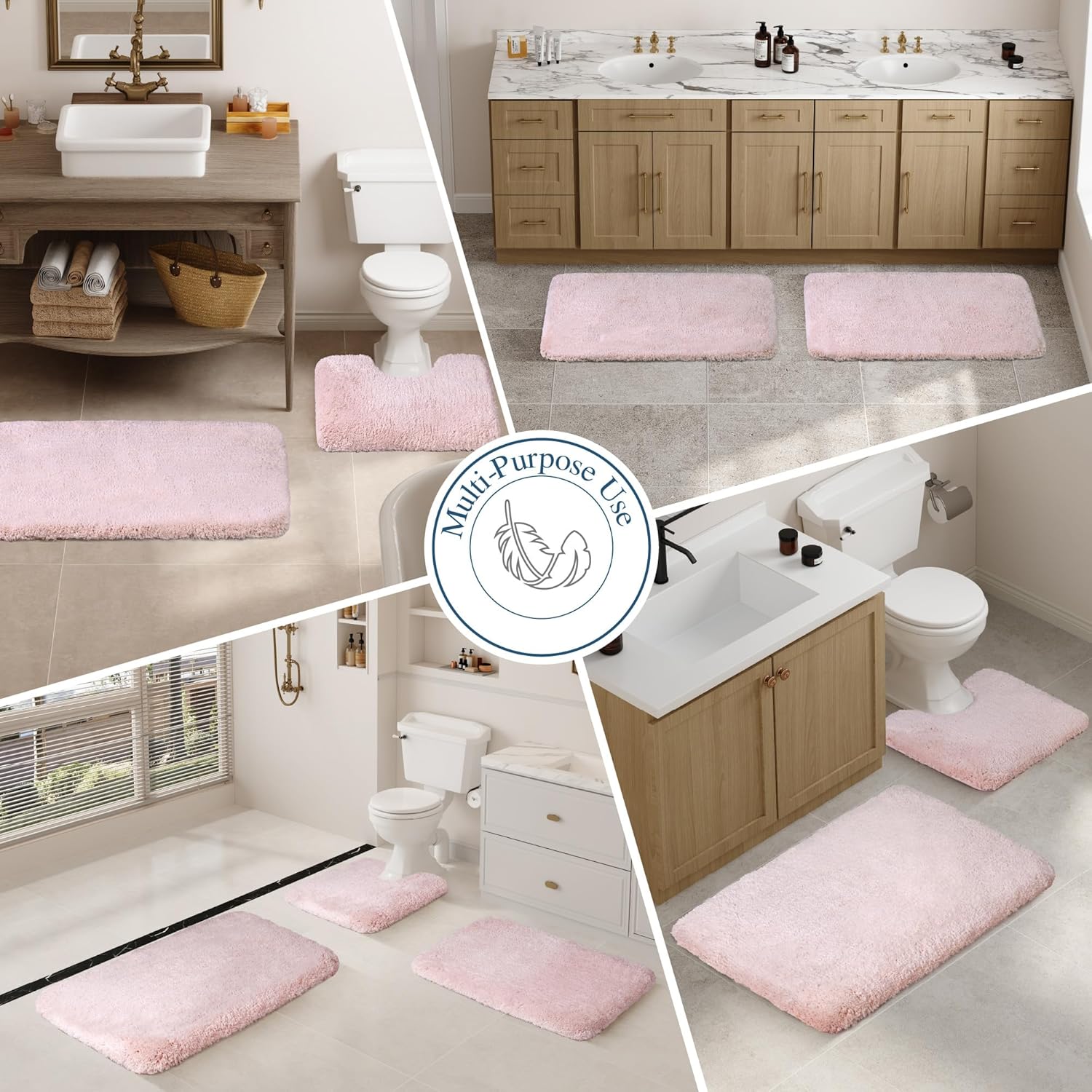 Badvorleger, rutschfeste Badematte wasserabsorbierend weich Shaggy Matte Vorleger für Dusche - Bild 273 von 290