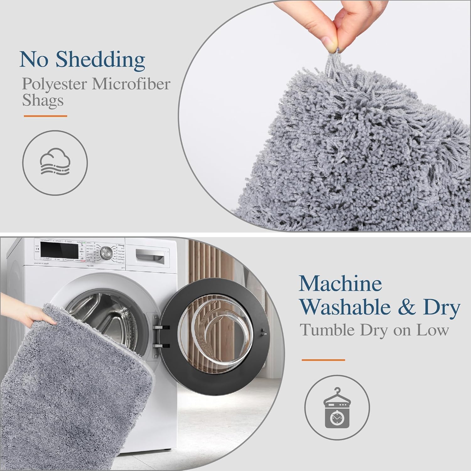 Badvorleger, rutschfeste Badematte wasserabsorbierend weich Shaggy Matte Vorleger für Dusche - Bild 282 von 290