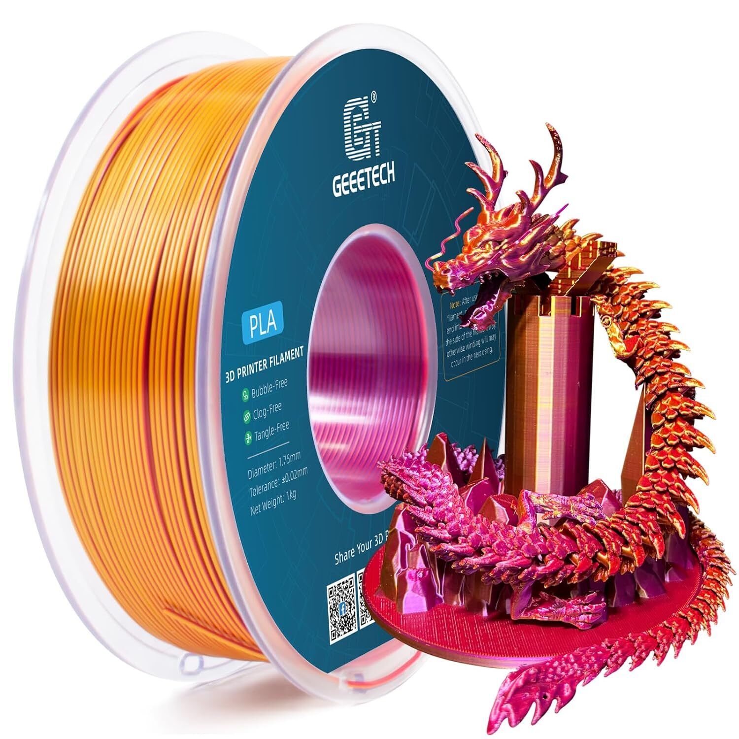 1KG 1.75MM GEEETECH Impression 3D Filament Multicolore PLA/ABS+/PETG/TPU/Résine - Bild 240 von 274